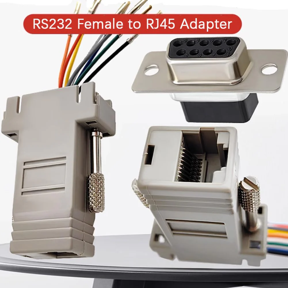 10PCS DB9 Female Ethernet Adapter, 9 Pin Serial Port Female to RJ45 Ethernet LAN Extend Modular Converter, F/F - Image 3
