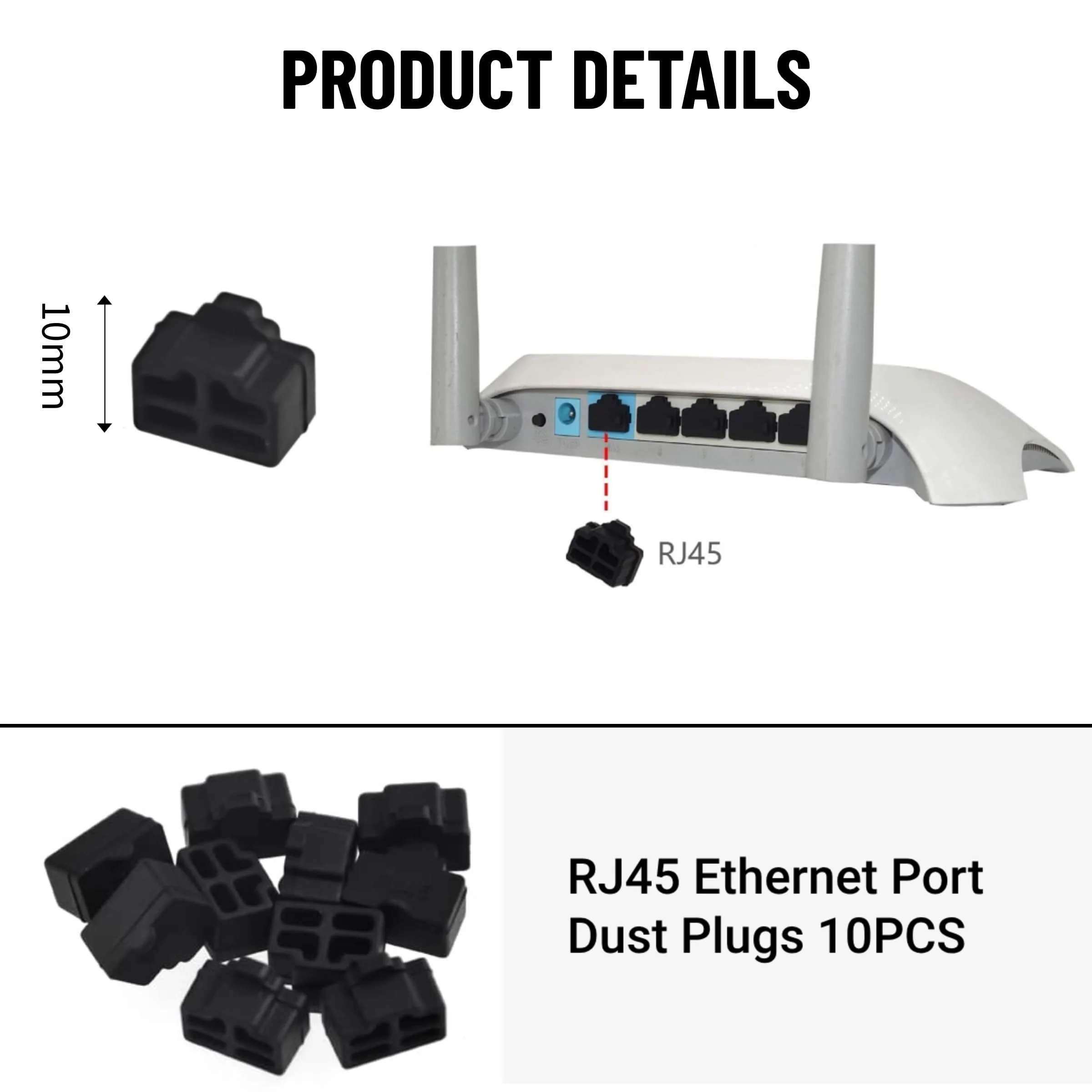 10Pcs Ethernet Dust Cover, RJ45 Anti-Dust Silicone Plugs Protector Stopper Cap for Female Port Protector/Blocker, Port Protector for Switch, Router, Media Converters - Image 2