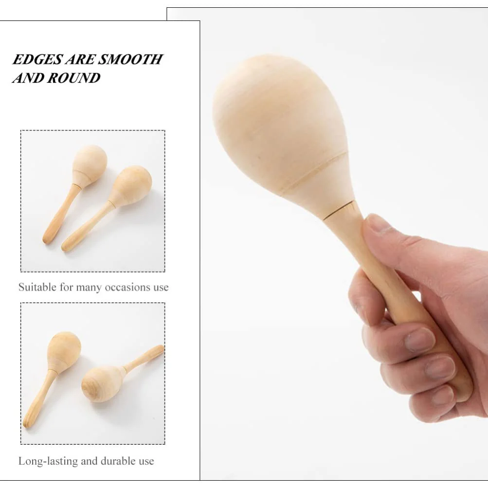 10Pcs Maracas Hand Percussion Rattles DIY Wood Maracas with Crisp Blow Sound for Music Party Favors 7.86X2.36X2.36Inch - Image 3