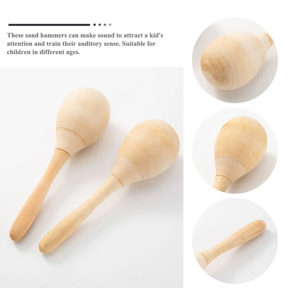 10Pcs Maracas Hand Percussion Rattles DIY Wood Maracas with Crisp Blow Sound for Music Party Favors 7.86X2.36X2.36Inch - Image 4