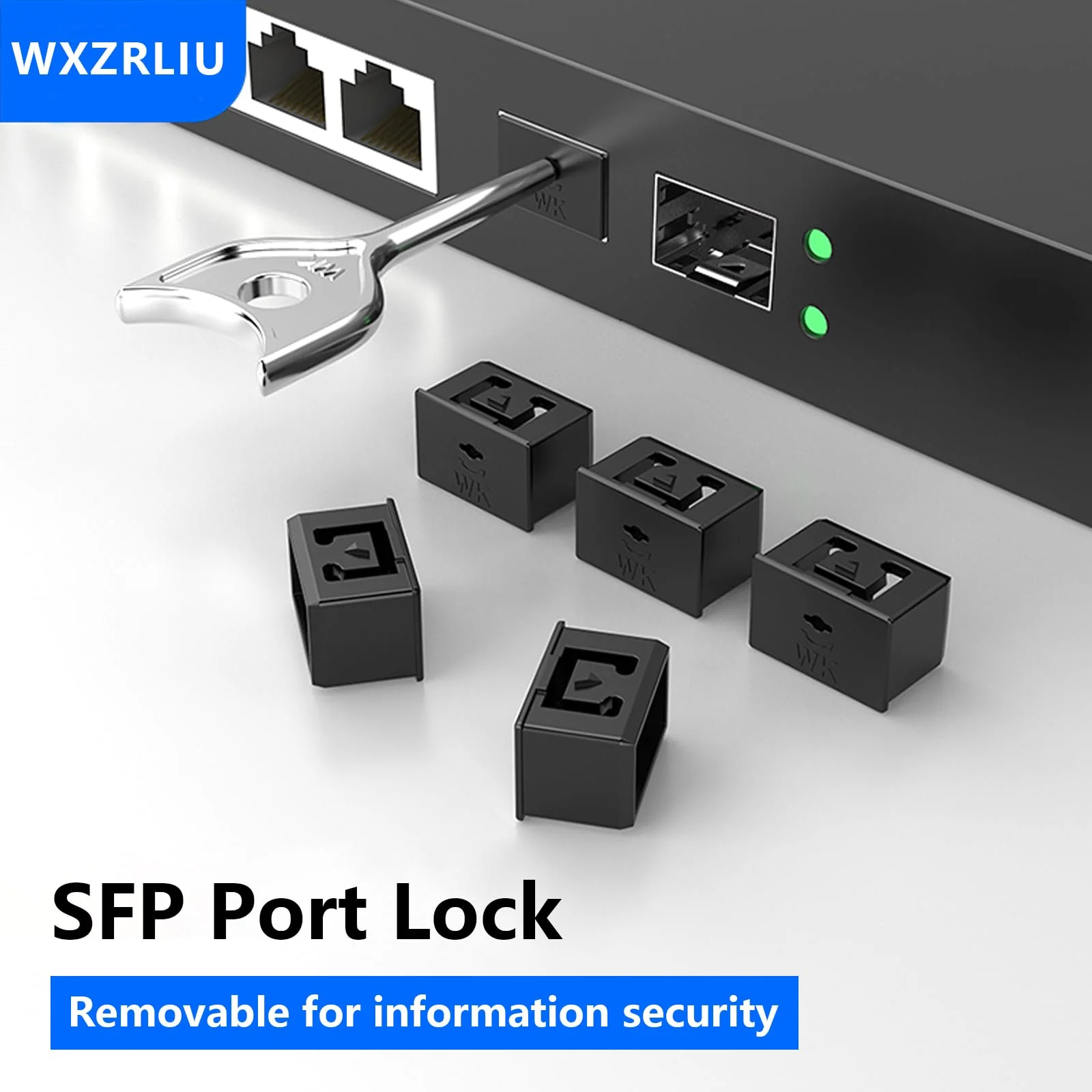 10Pcs SFP Port Lock with 1 Keys,Switch Port Lock/Fiber Port Security Plug,SFP Dust Cap to Prevent Unauthorized Access,Suitable for Data Centers, Server Room,Desktops,Laptops,etc. (Black) Black - Image 2