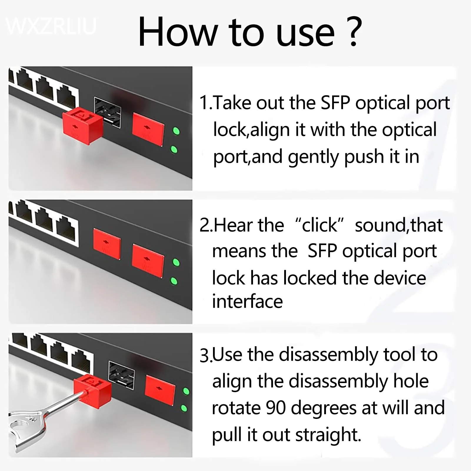 10Pcs SFP Port Lock with 1 Keys,Switch Port Lock/Fiber Port Security Plug,SFP Dust Cap to Prevent Unauthorized Access,Suitable for Data Centers, Server Room,Desktops,Laptops,etc. (Black) Black - Image 6