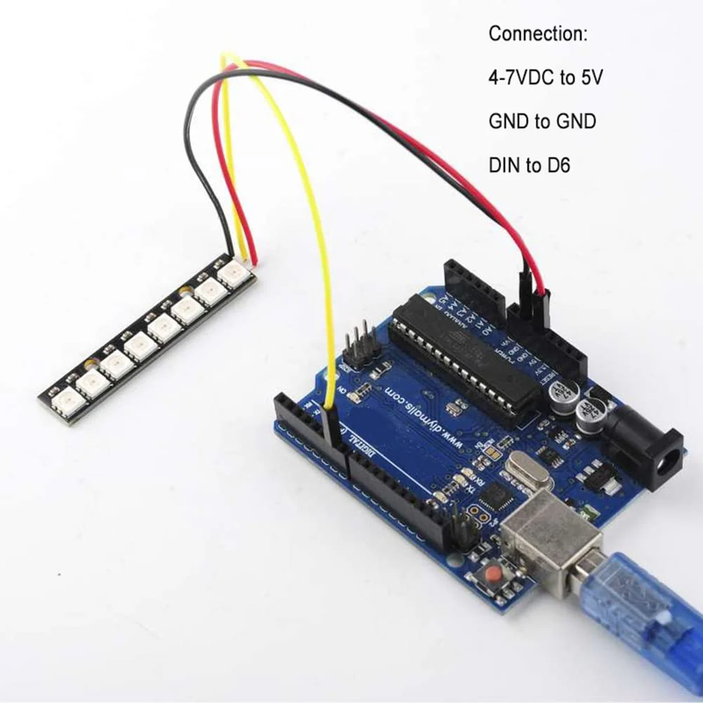 10PCS WS2812 RGB LED Stick Ring 8 X 5050 WS2812B 8 Bits Individual addressable LED Lamp Light with Integrated Drivers for Arduino Raspberry Pi Mirco:bit ESP32 for Decorative Lighting - Image 2