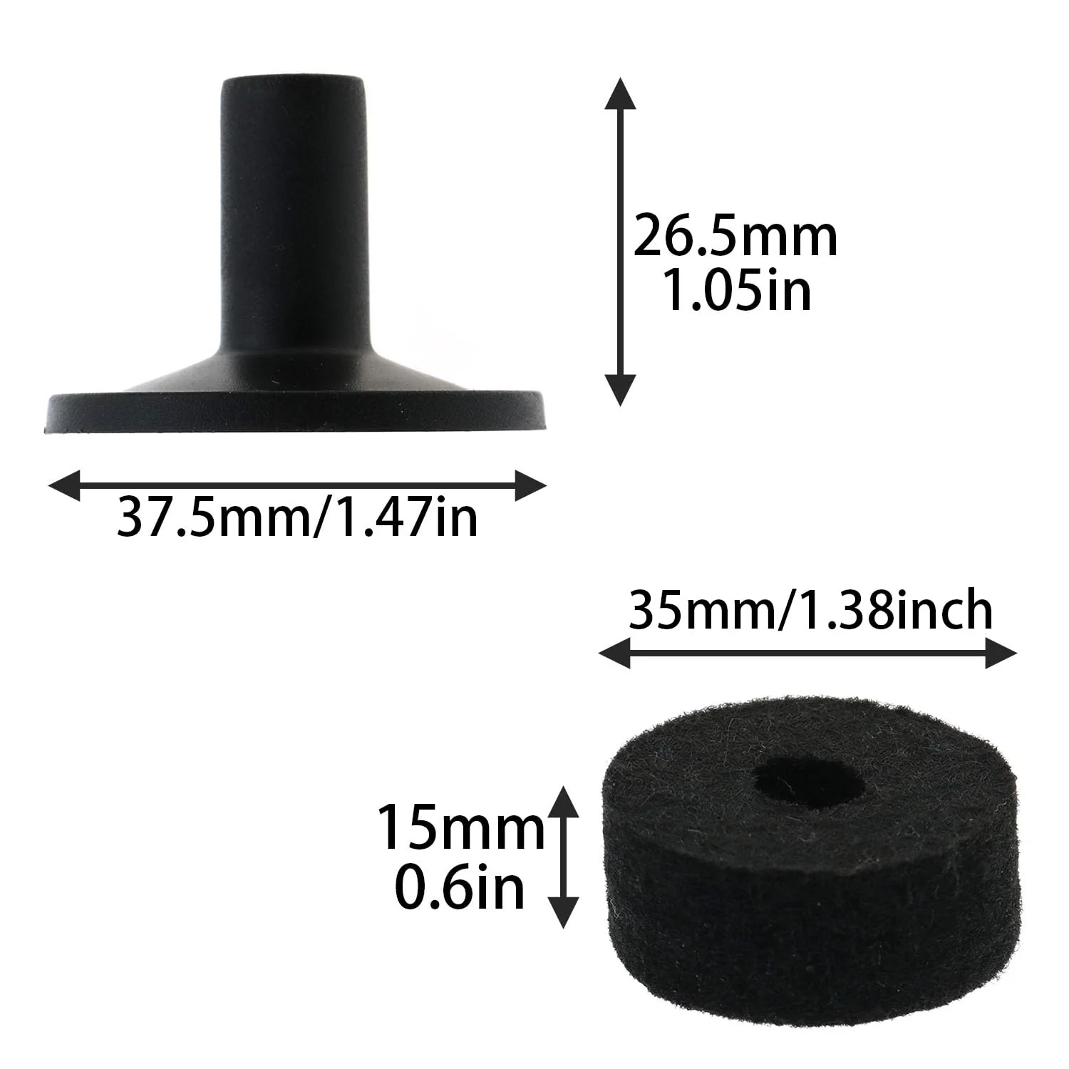 10Sets Cymbal Stand Felt Fisher Kit Plastic Drum Cymbal Stand Sleeves Drum Accessories, Black - Image 2