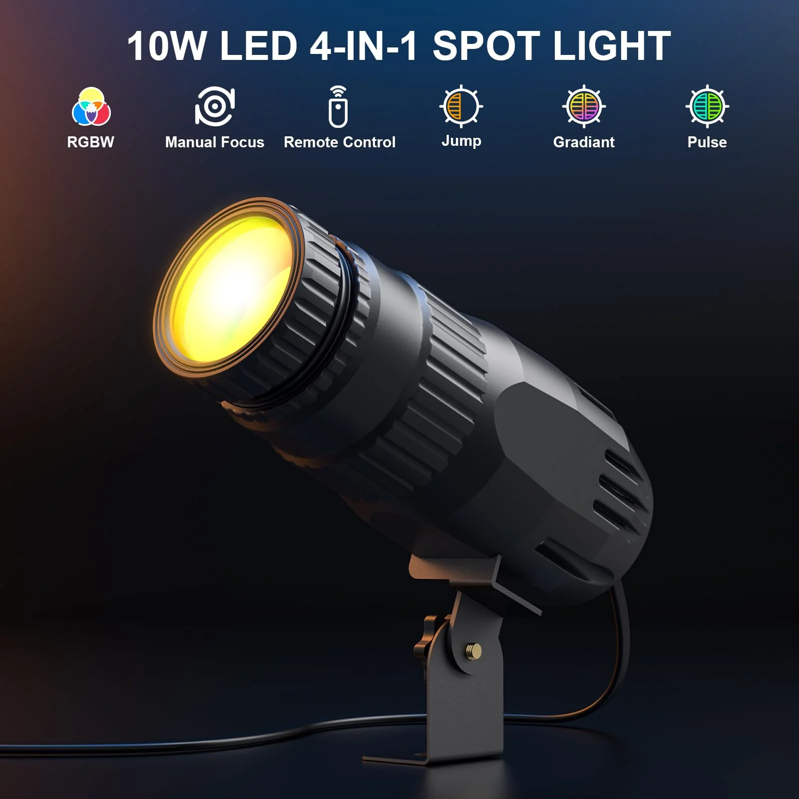 10W RGBW 4 in 1 Mini Pinspot Lights Wireless Control Spotlight Super Bright Beam Pin Spot Light Disco Ball Lights Jump Gradual Breathe Modes for Disco Party Club Wedding Theater(Black, 2) Black - Image 3