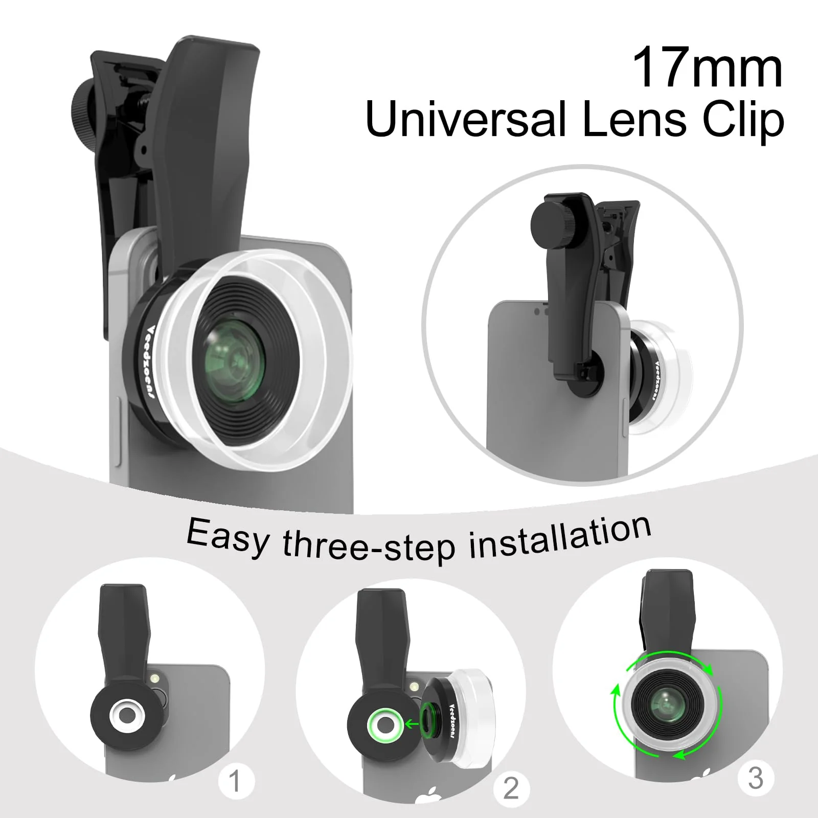 10X Macro Lens for iPhone Android Smartphone, Compatible with SmallRig NEEWER Phone Cage, with Detachable Diffuser Hood, 17mm Thread Universal Phone Lens Clip and Black Portable Bag - Image 6