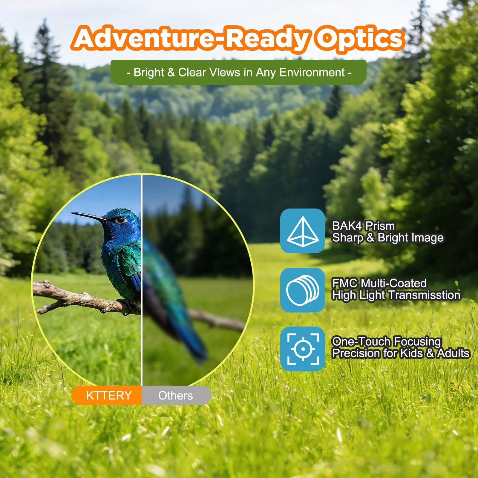 10x25 Compact Binoculars for Adults & Kids - High Power Mini Binoculars with BAK4 Prism & FMC Coating for Bird Watching, Hiking, Cruise Travel - Includes Carrying Case & Neck Strap - Image 4