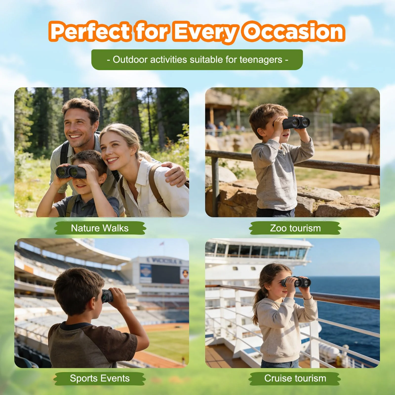 10x25 Compact Binoculars for Adults & Kids - High Power Mini Binoculars with BAK4 Prism & FMC Coating for Bird Watching, Hiking, Cruise Travel - Includes Carrying Case & Neck Strap - Image 7