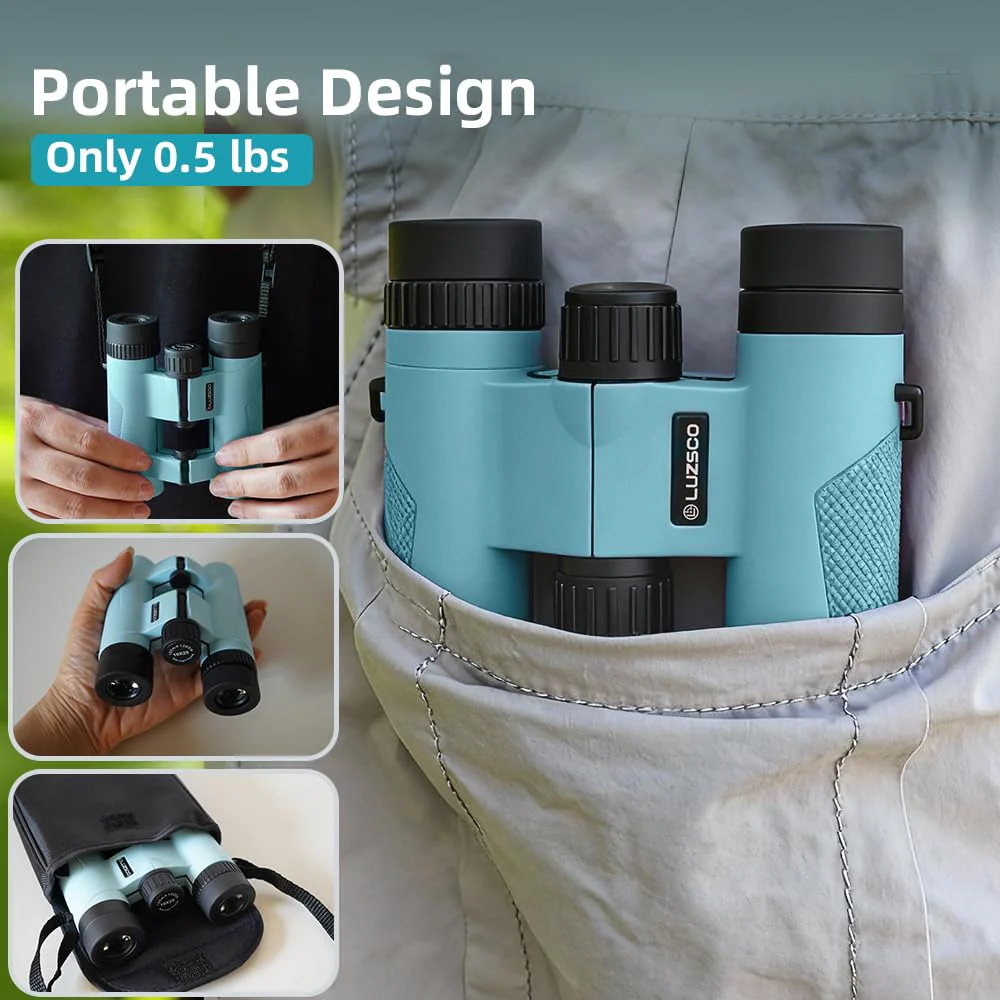 10x25 HD Binoculars for Kids & Adults – Lightweight Blue Mini Binoculars with 10X Magnification, FMC Lenses & Easy Focus, Portable Binoculars for Children and Adults, Travel, Bird Watching, Hiking - Image 4