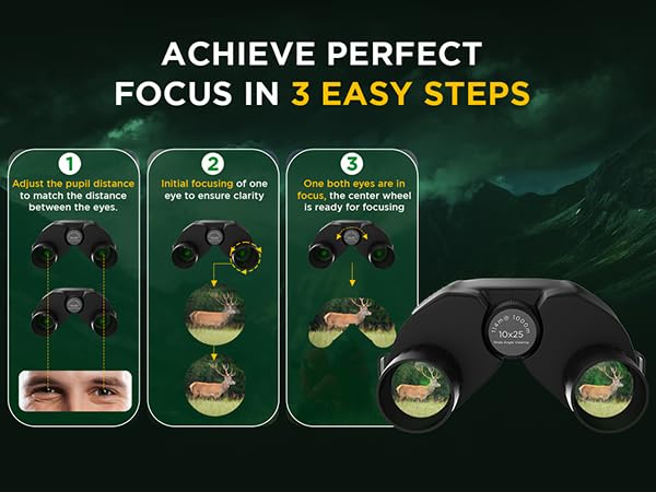 10x25 High-Powered Compact Binoculars for Adults – Long Range Bird Watching, Travel for Cruise Ship, Lightweight Small for Hiking, Sports & Outdoor Adventures 10x25 Black Binoculars - Image 10