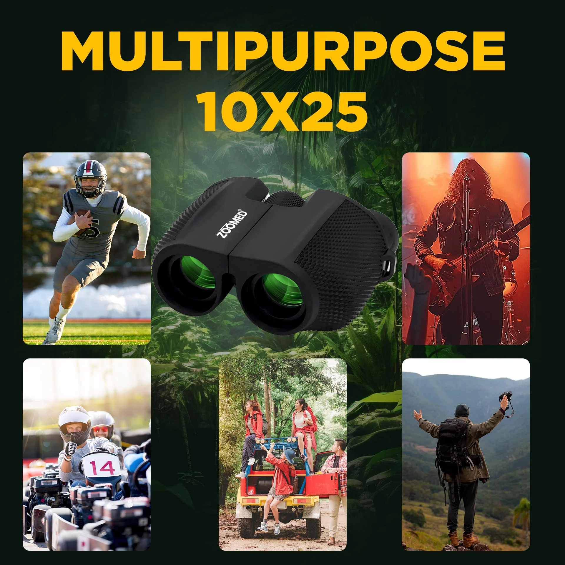 10x25 High-Powered Compact Binoculars for Adults – Long Range Bird Watching, Travel for Cruise Ship, Lightweight Small for Hiking, Sports & Outdoor Adventures 10x25 Black Binoculars - Image 8