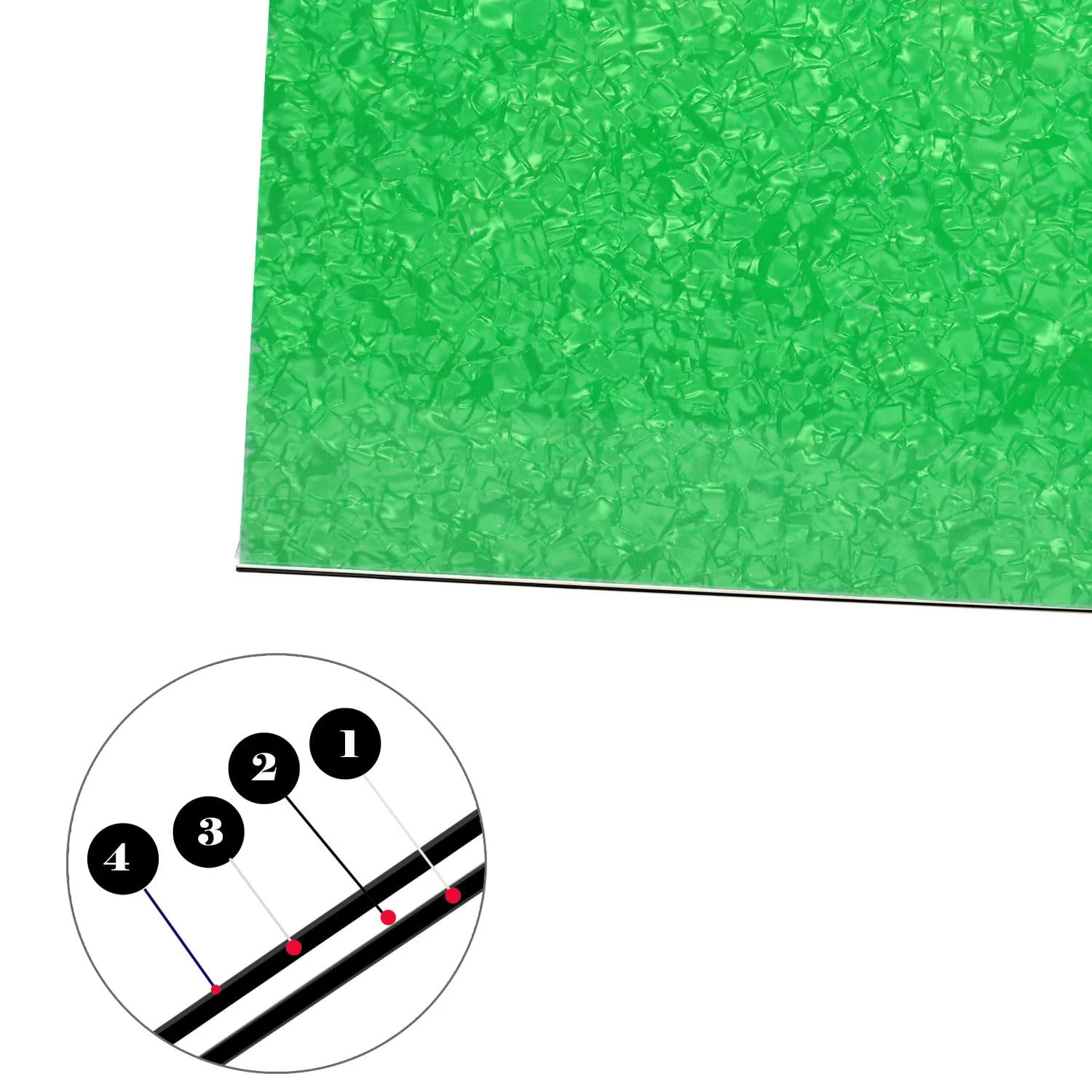 11.6"x17" DIY Guitar Bass Pickguard Blank Material Sheet - Scratch Resistant Backplate for Strat/Tele Guitars & Jazz/P Bass (4Ply Green Pearl) 4Ply Green Pearl - Image 3