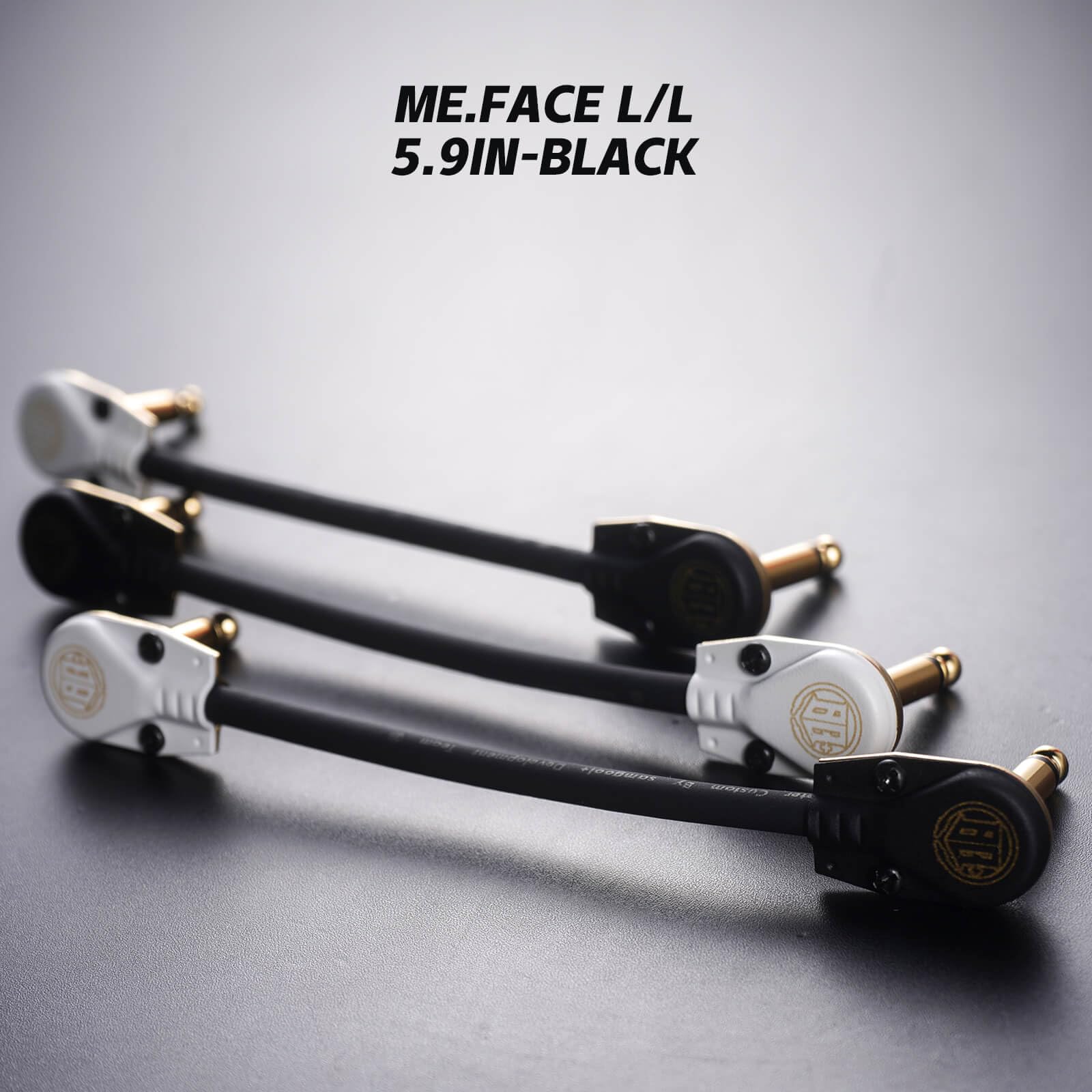 11.8In ME.Face Pedal Cable, 1/4 Inch Angle/Angle (Reverse) Performance Guitar Effect Pedal Cable, Guitar Patch Cables (ME.Face Black) 11.8in -Black - Image 2