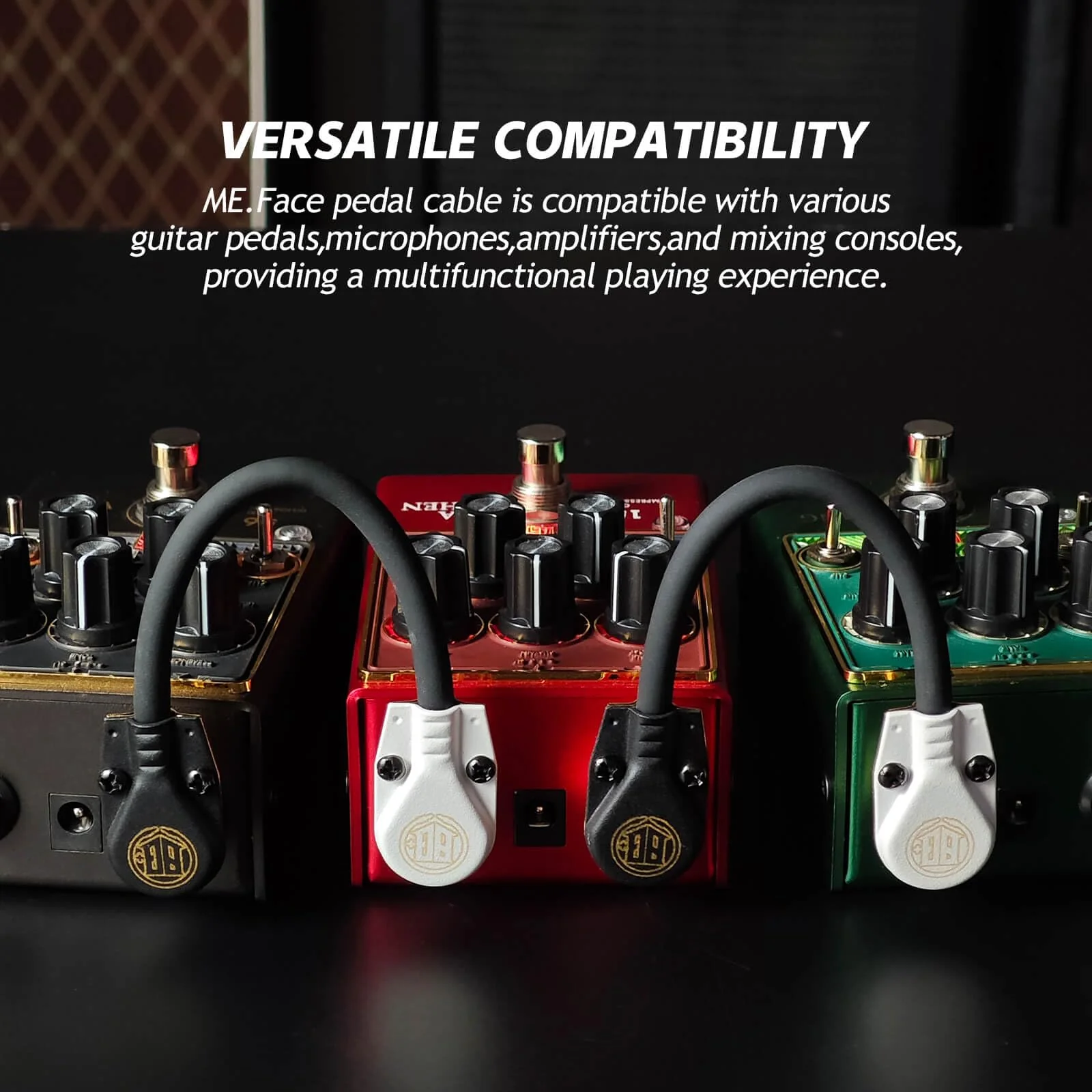 11.8In ME.Face Pedal Cable, 1/4 Inch Angle/Angle (Reverse) Performance Guitar Effect Pedal Cable, Guitar Patch Cables (ME.Face Black) 11.8in -Black - Image 7