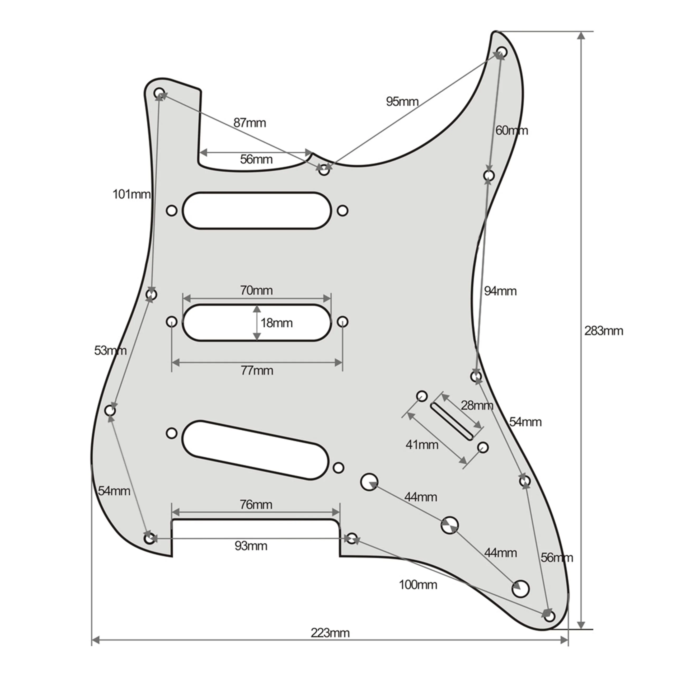 11 Hole SSS Strat Electric Guitar Pickguard for Fender USA/Mexican Made Standard Stratocaster Modern Style Guitar Parts (Beige-1, 3 Ply) Beige-1 - Image 4