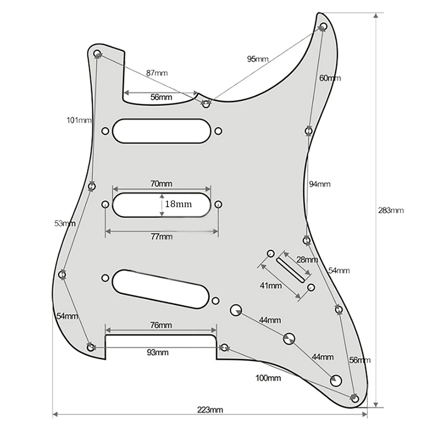 11 Hole SSS Strat Pickguard for Fender USA/Mexican Made Standard Stratocaster Modern Style Electric Guitar, Light Pink Pearl, 4ply. Light Pink Pearl-4ply - Image 3