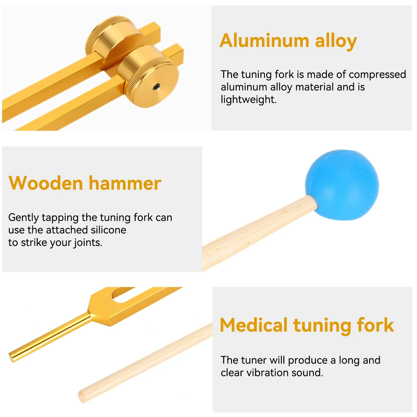 111HZ Tuning Forks for Healing, Frequency Tuning Fork with Hammer Frequency Healing Devices for DNA Repair Healing Sound Healing Forks (Gold) - Image 6