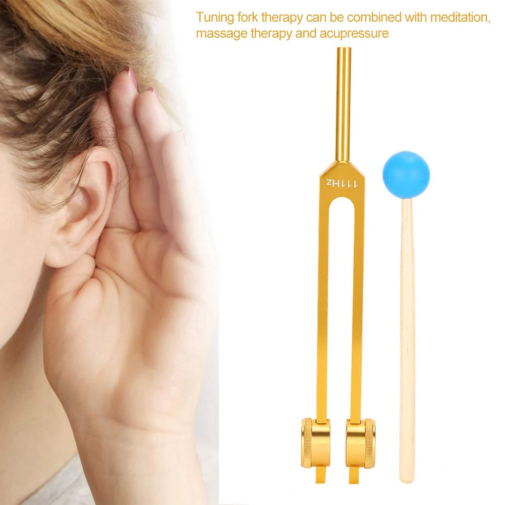 111HZ Tuning Forks for Healing, Frequency Tuning Fork with Hammer Frequency Healing Devices for DNA Repair Healing Sound Healing Forks (Gold) - Image 7