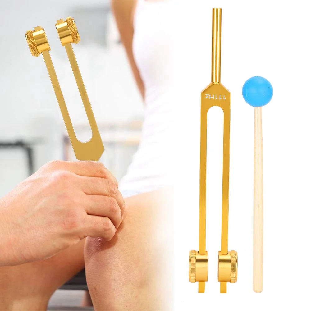 111HZ Tuning Forks for Healing, Frequency Tuning Fork with Hammer Frequency Healing Devices for DNA Repair Healing Sound Healing Forks (Gold) - Image 9