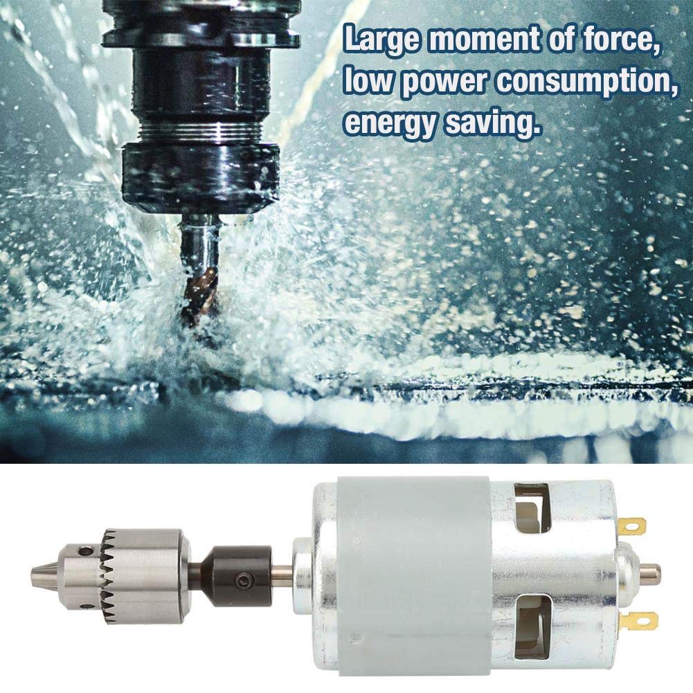 12-30 V Micro Motor Set 775 High-Performance Large Torsion Electric Motor Ball Bearing Shaft with Fan, Chuck, Wrench and Shaft Sleeve - Image 5
