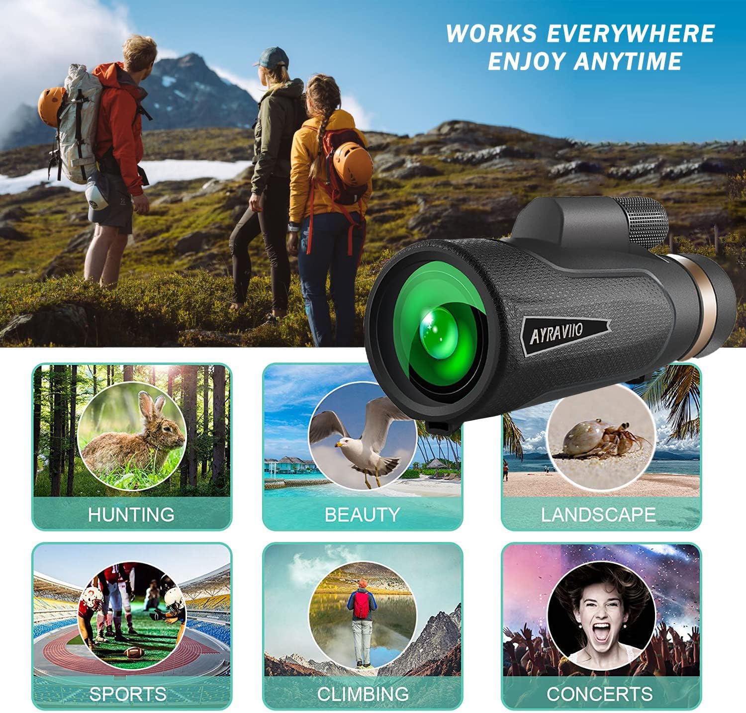 12×60 Monocular Telescope with Smartphone Holder & Upgraded Tripod, High Powered SMC & BAK4 Scope, Birthday Gifts for Men Dad Him Husband Teen, White Elephant Gift, Outdoors Survival Hiking Gear - Image 6