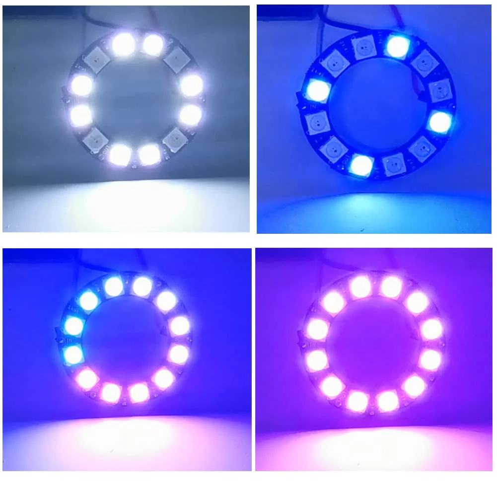 12 Bits WS2812 RGB LED Ring WS2812B 5050 Addressable LED Light String with Integrated Drivers Pixels Individual Controlling for Arduino ESP8266 ESP32 Lighting Effect (Pack of 2pcs - Image 2