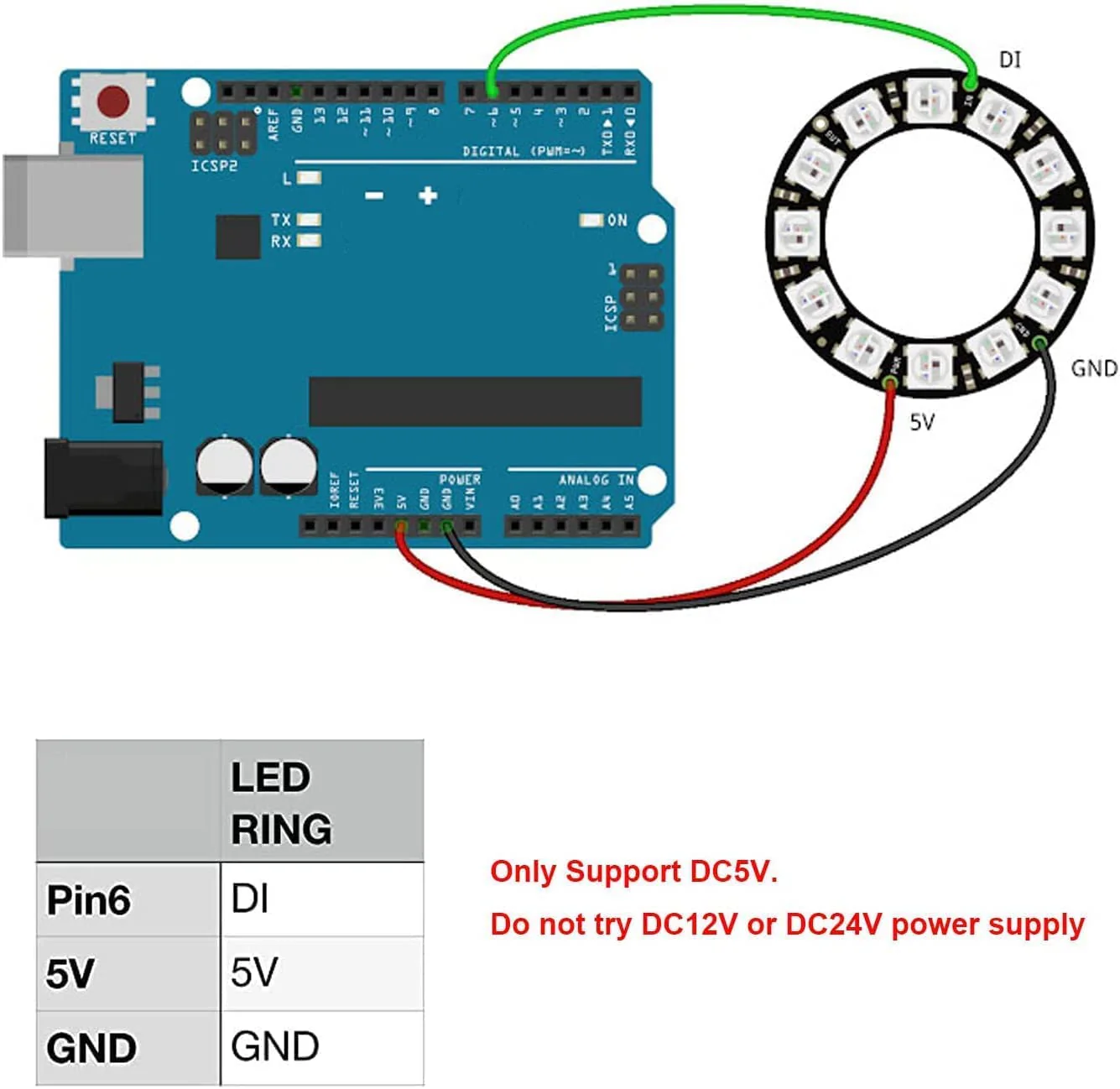 12 Bits WS2812 RGB LED Ring WS2812B 5050 Addressable LED Light String with Integrated Drivers Pixels Individual Controlling for Arduino ESP8266 ESP32 Lighting Effect (Pack of 2pcs - Image 4