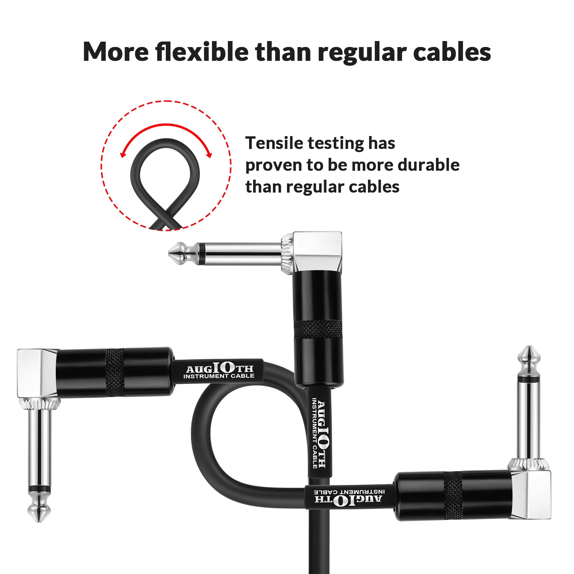12 Inch Guitar Patch Cable 30 CM Performance Guitar Effect Pedal Cables Straight to Angled 2Pack 12in-2Pack Straight-Angled Black - Image 5