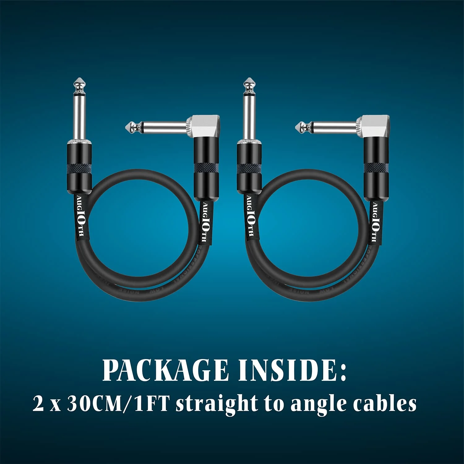 12 Inch Guitar Patch Cable 30 CM Performance Guitar Effect Pedal Cables Straight to Angled 2Pack 12in-2Pack Straight-Angled Black - Image 8