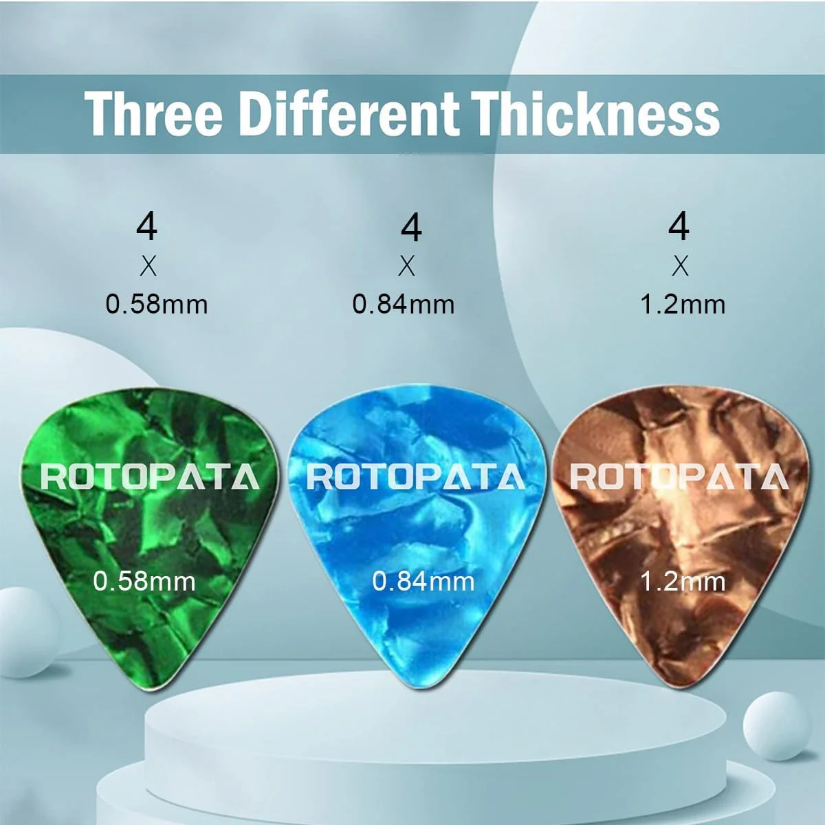 12 Pack Guitar Picks Plectrums with Organizer Storage Box, 0.58 0.84 1.2 mm Includes Thin Medium Heavy Thickness & Variety Colorful Celluloid Plectrums for Bass Electric Acoustic Guitars Ukulele - Image 2