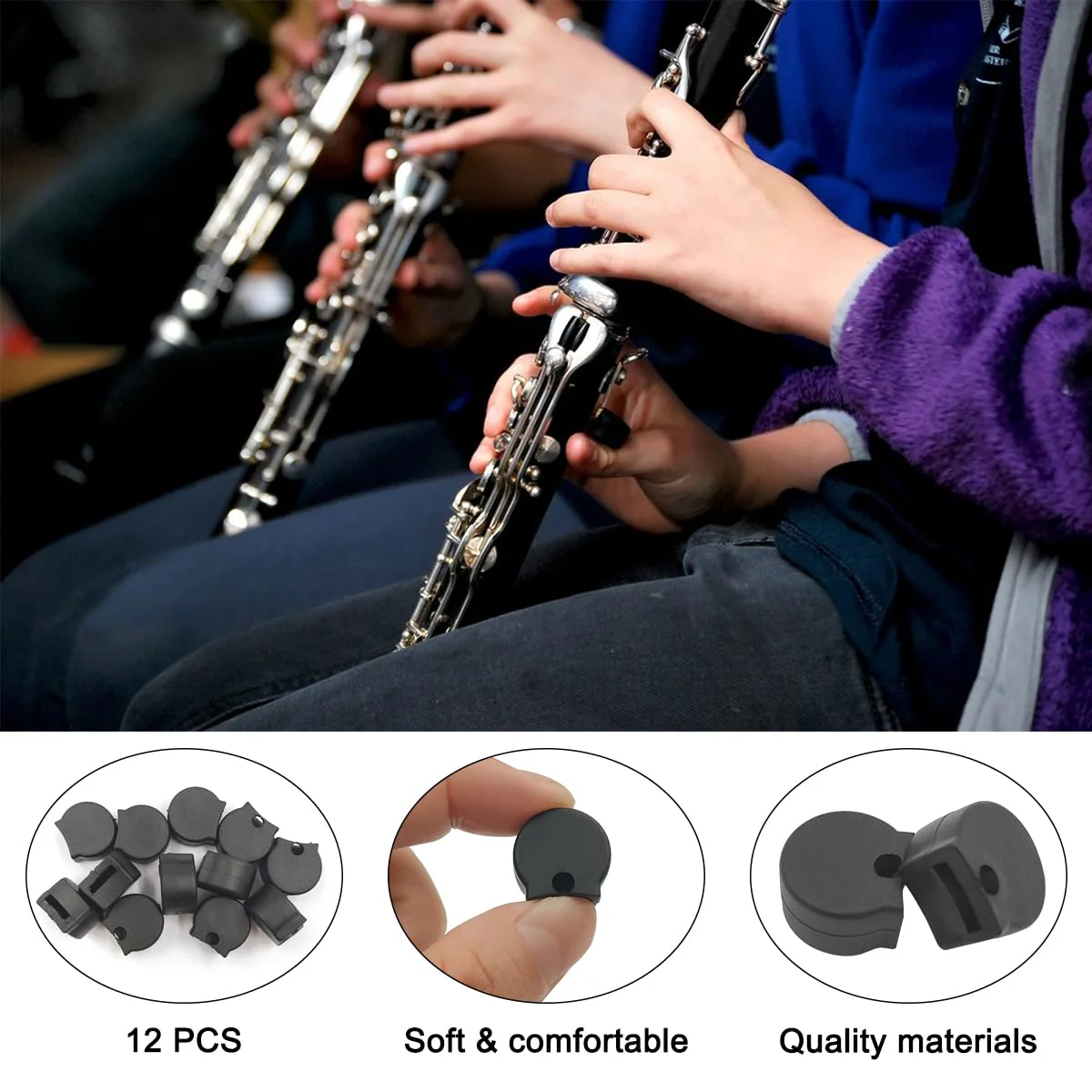 12 Pack Rubber Clarinet Thumb Rest Cushion Protector Fit for Most Clarinet, Clarinet Thumb Rest Cushion, Black - Image 5