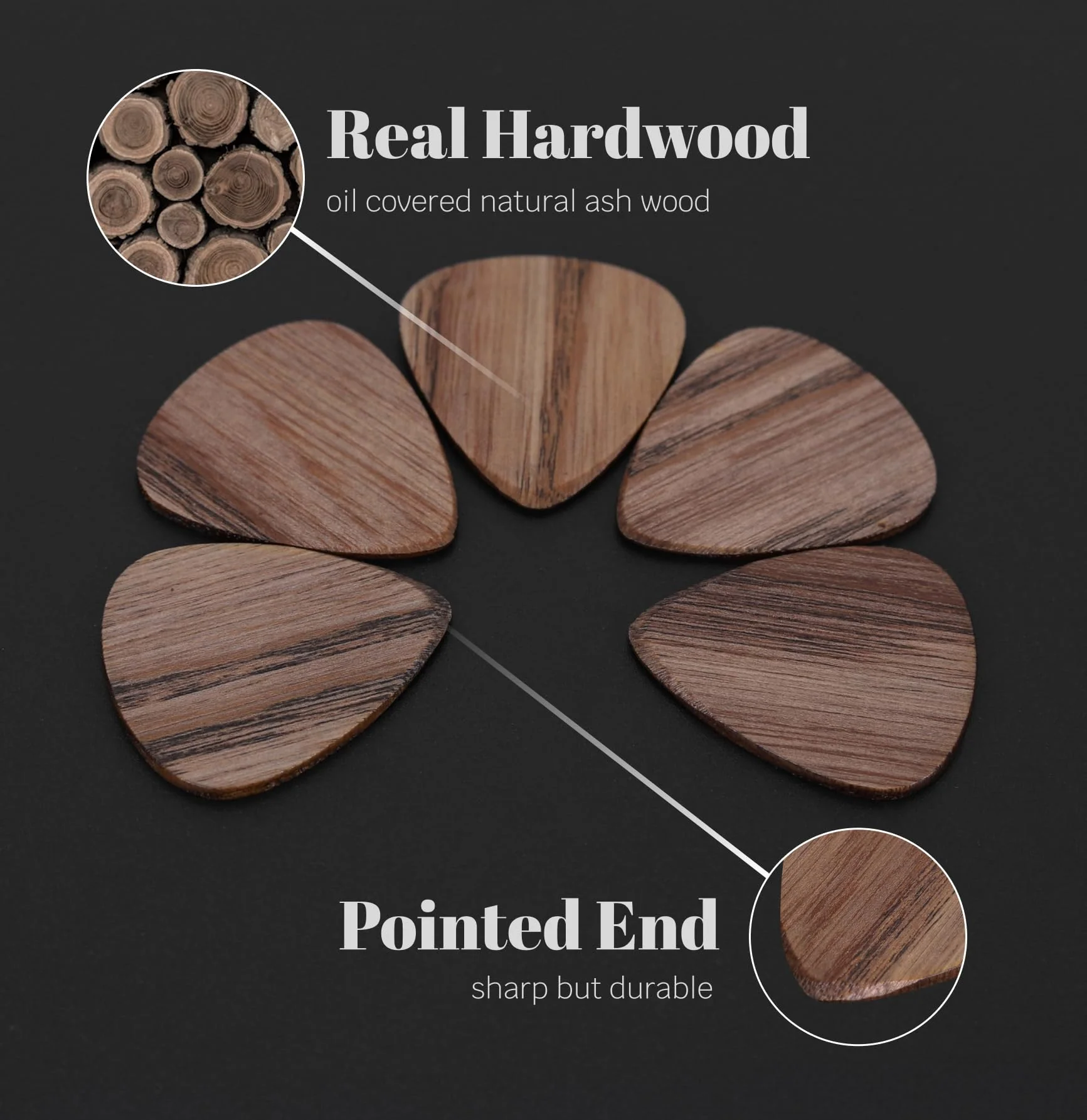 12 Pack Wood Guitar Picks - Guitar Picks for Acoustic and Electric Guitar, 1.6mm Thickness, Heavy Thickness Guitar Pick, for Bass Guitar, Ukulele - Image 2