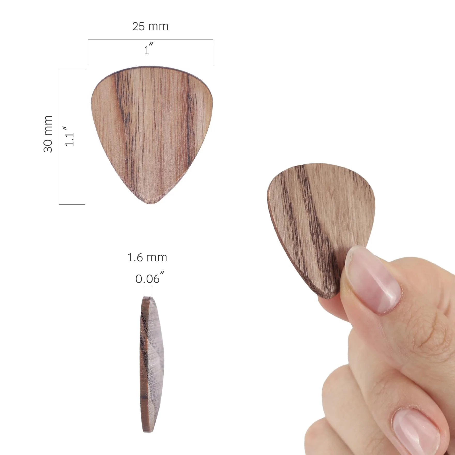 12 Pack Wood Guitar Picks - Guitar Picks for Acoustic and Electric Guitar, 1.6mm Thickness, Heavy Thickness Guitar Pick, for Bass Guitar, Ukulele - Image 5