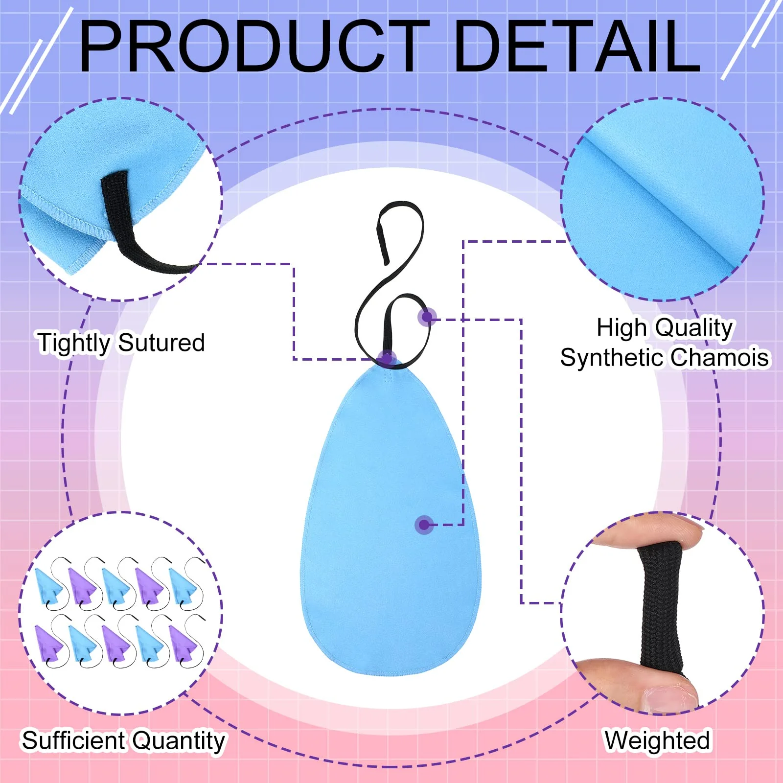 12 Pcs Clarinet Swab Cleaning Cloth Swab for Inside Tube Cloth Clarinet Cleaner Pull Through Instrument Cloth with Weighted String for Clarinet Flute Piccolo Sax Saxophone(Blue, Purple) Blue, Purple - Image 3