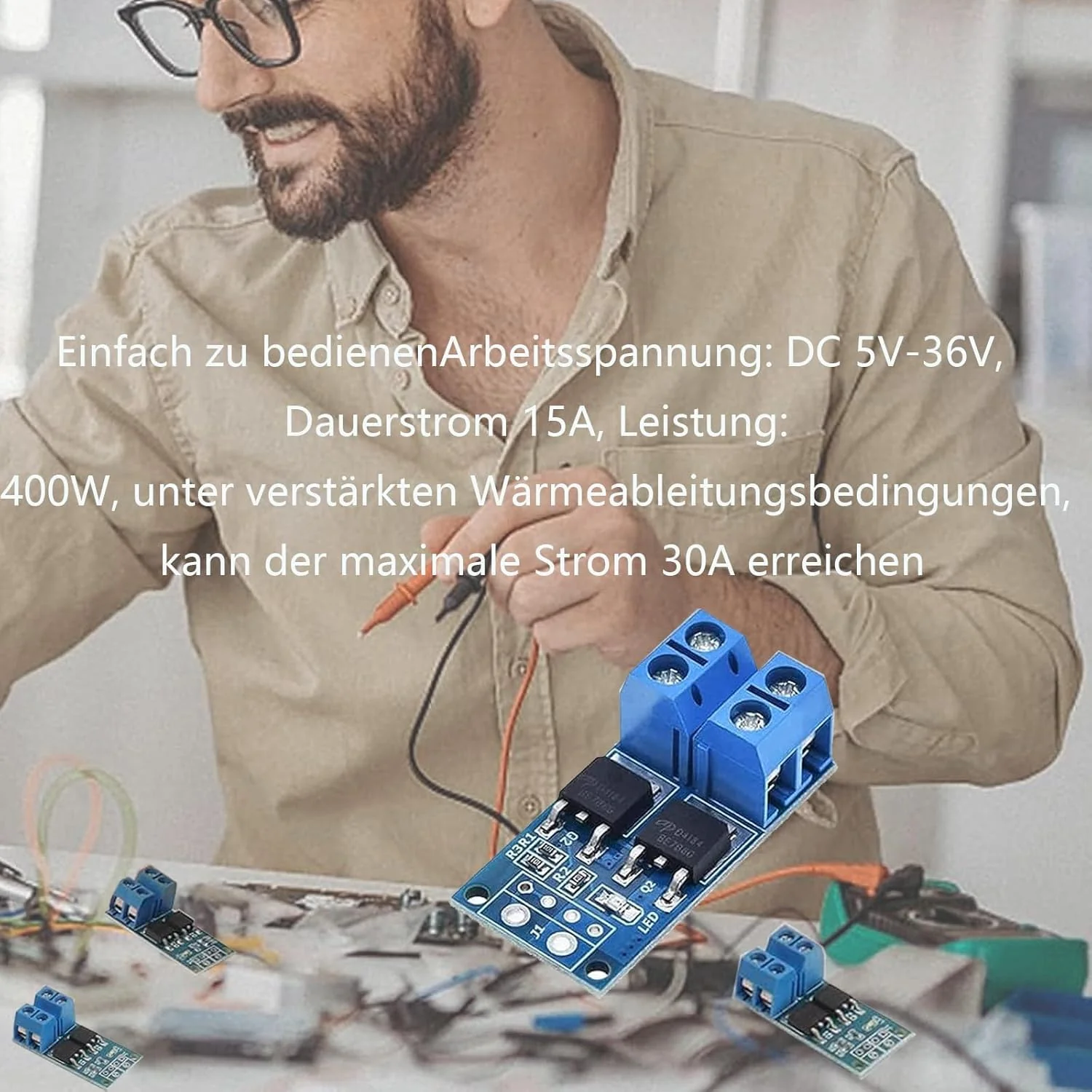 12 Pcs DC 5V-36V 400W FET Trigger Switch Drive Module Board Dual Mosfet Driver Module Dual High Performance Switching Driver Module PWM Controller Switch Panel Driver Module for Ar-duino - Image 4