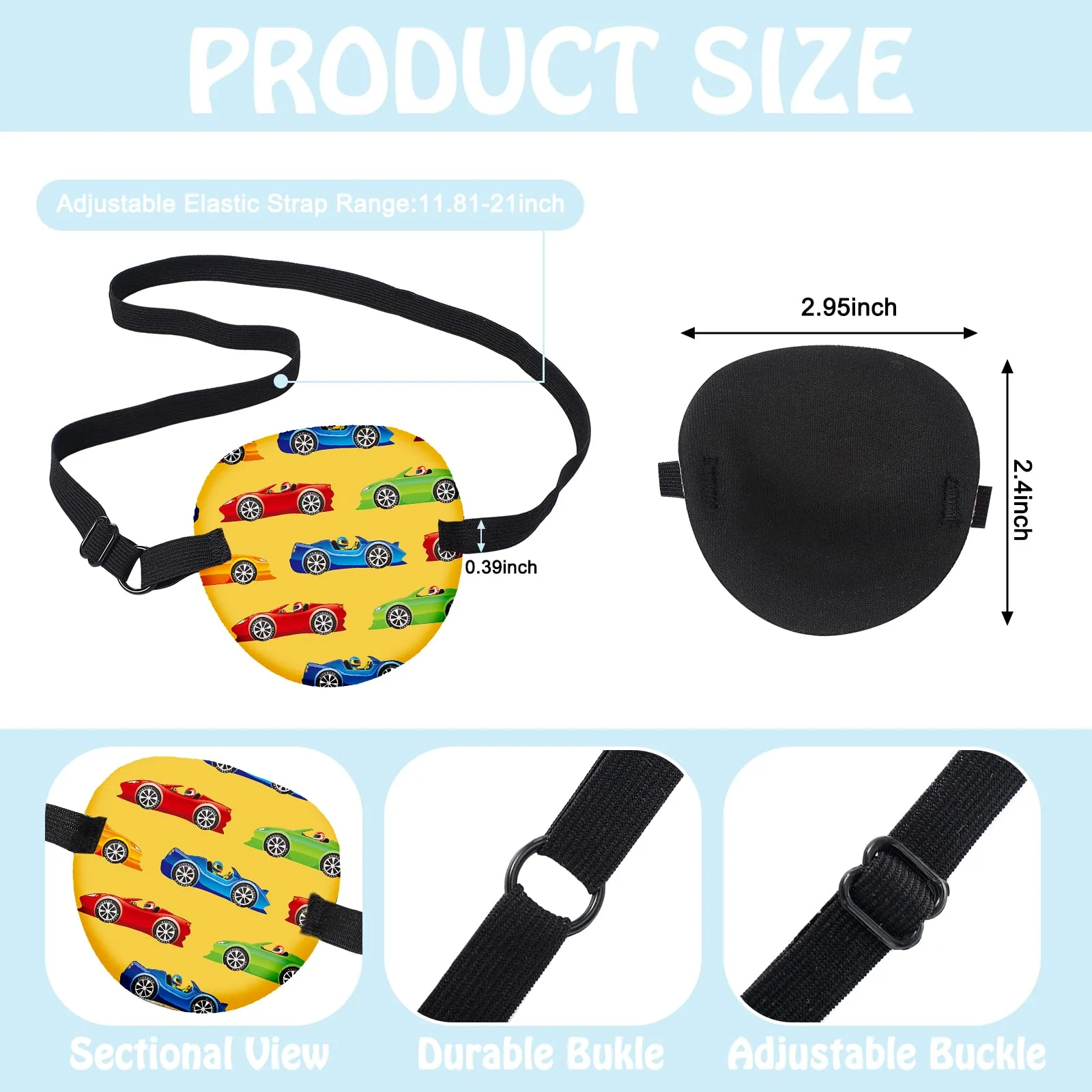 12 Pcs Eye Patches for Kids Adjustable Eye Patch Single Cute Reusable Cartoon Eyepatch with Elastic Strap Costume Accessories for Boys Funny Gifts Right or Left Eye Various Pattern - Image 2