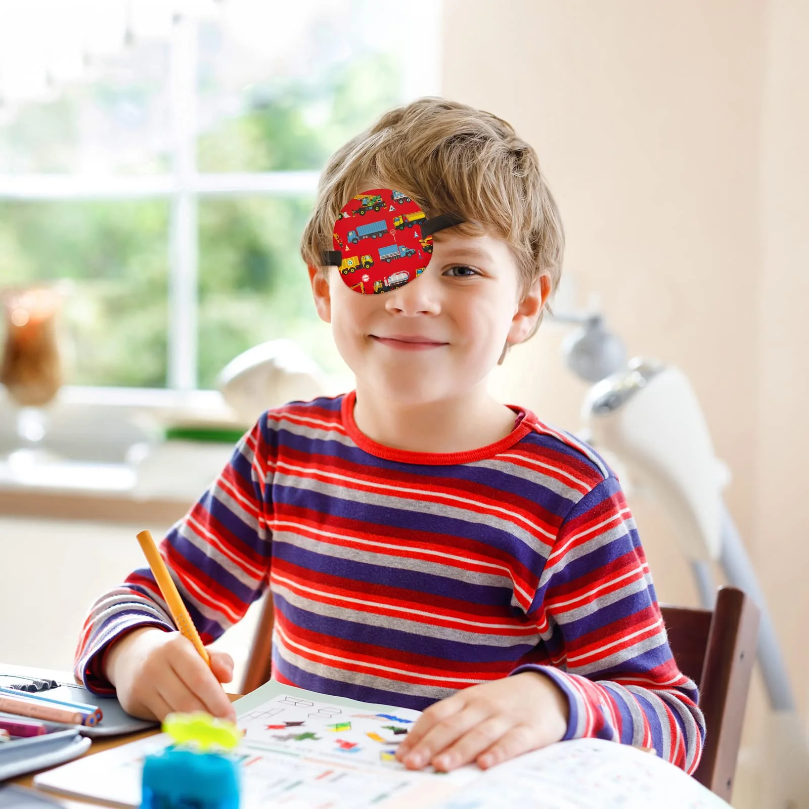 12 Pcs Eye Patches for Kids Adjustable Eye Patch Single Cute Reusable Cartoon Eyepatch with Elastic Strap Costume Accessories for Boys Funny Gifts Right or Left Eye Various Pattern - Image 6