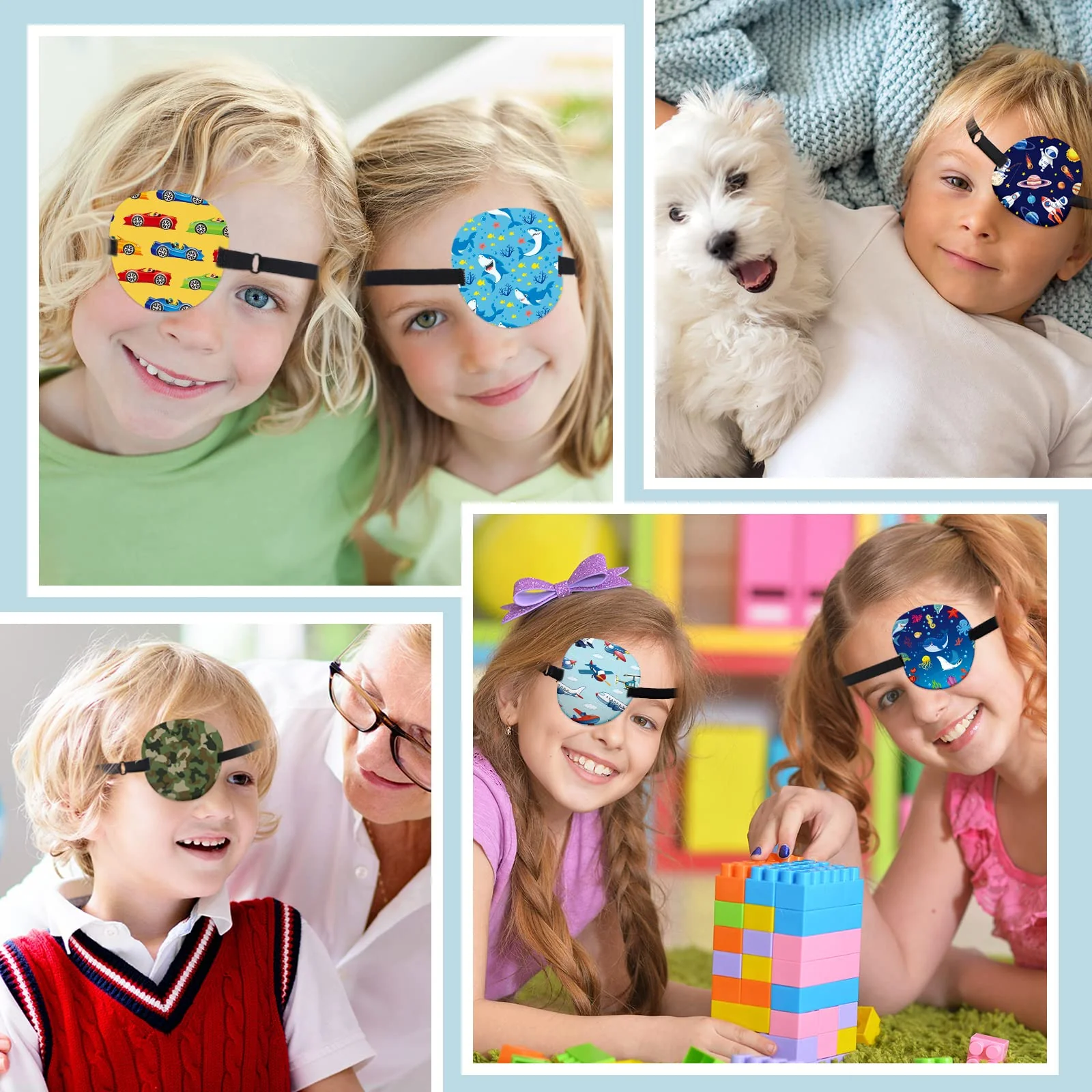 12 Pcs Eye Patches for Kids Adjustable Eye Patch Single Cute Reusable Cartoon Eyepatch with Elastic Strap Costume Accessories for Boys Funny Gifts Right or Left Eye Various Pattern - Image 7