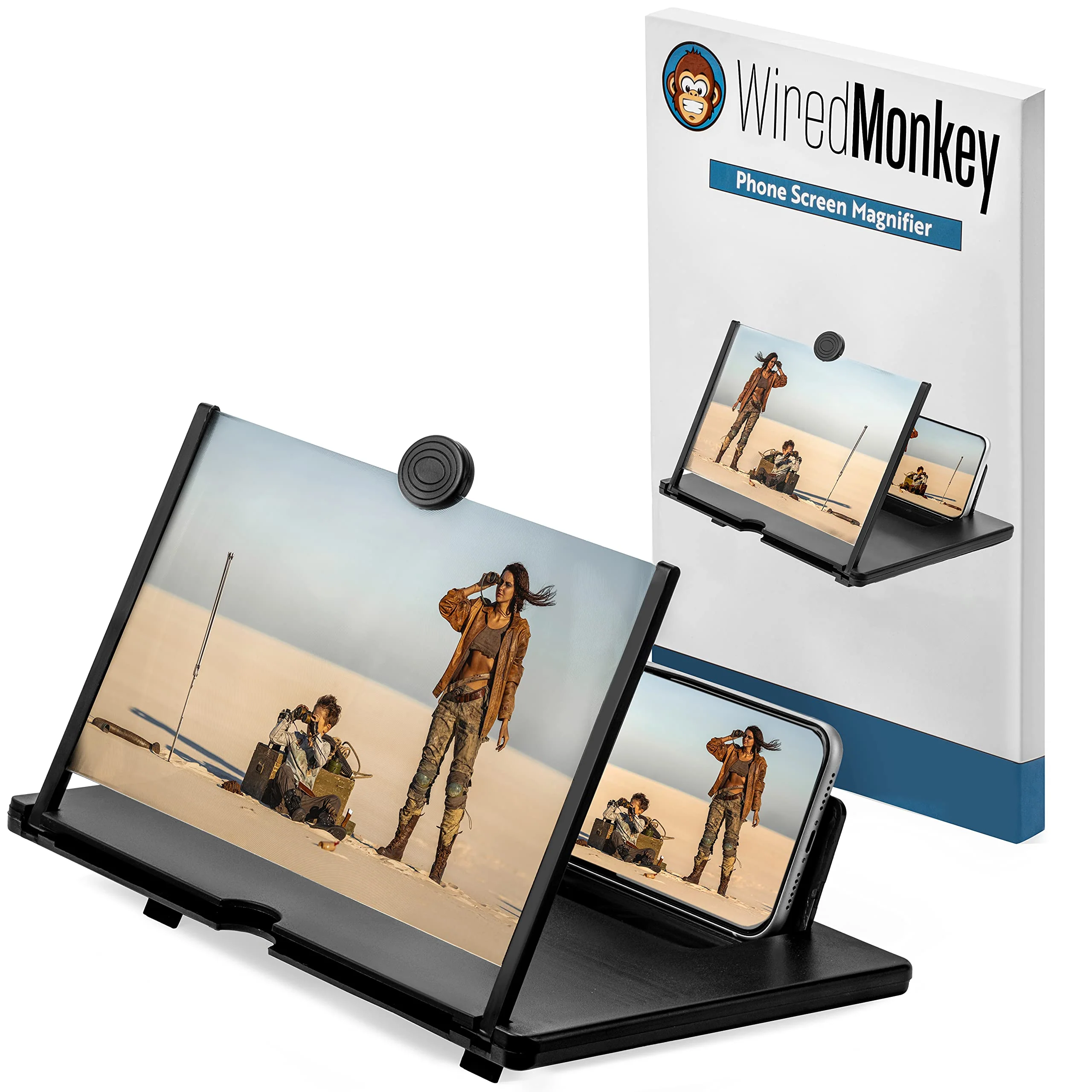 12" Phone Screen Magnifier - 3D Screen Magnifier for Cell Phone - Universal Smartphone Magnifying Screen - Thin and Portable Mobile Phone Screen Amplifier - Compatible with iPhone (Black, 12 inch) Black - Image 5