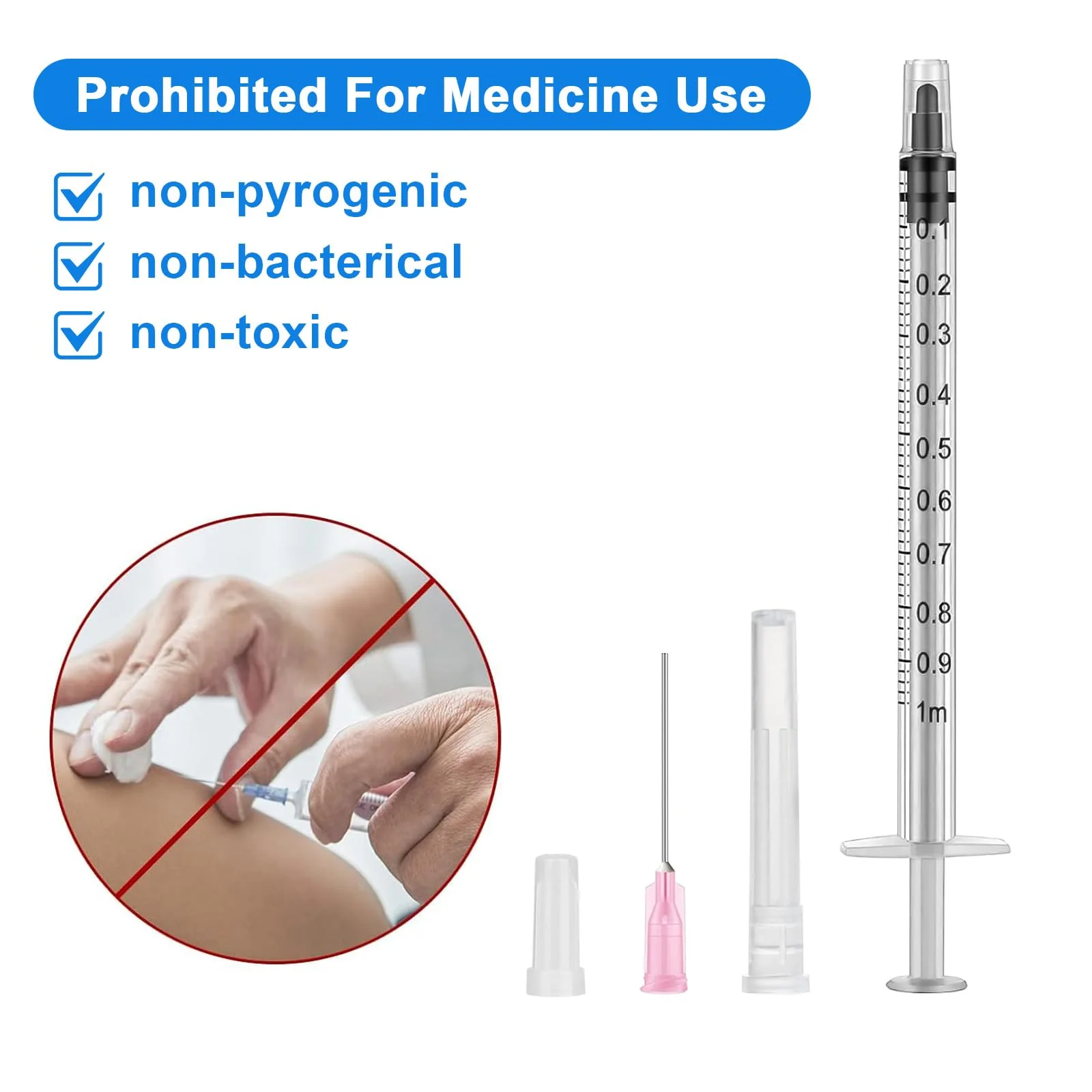 12-Piece 1 ml Syringe Set with Luer Plastic Syringe Set with Blunt Needles for Refilling, Measuring Oil, Glue, Liquids, Pets, Scientific Laboratories Syringe with Needle - Image 5