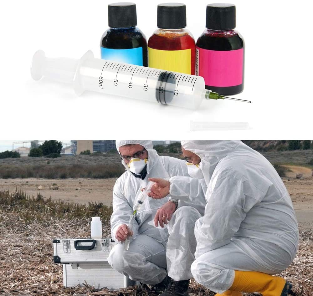 12 Plastic Syringes, 60 ml, Plastic Syringes with Cap, Dosing Syringe with Needle, Reusable Small Plastic Syringe for Liquid Measurement and Dispensing, Industrial, Animal Feeding - Image 3