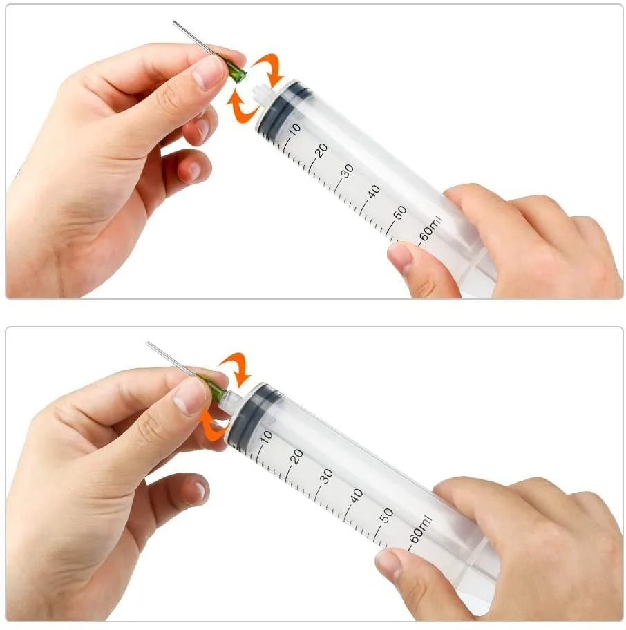12 Plastic Syringes, 60 ml, Plastic Syringes with Cap, Dosing Syringe with Needle, Reusable Small Plastic Syringe for Liquid Measurement and Dispensing, Industrial, Animal Feeding - Image 6
