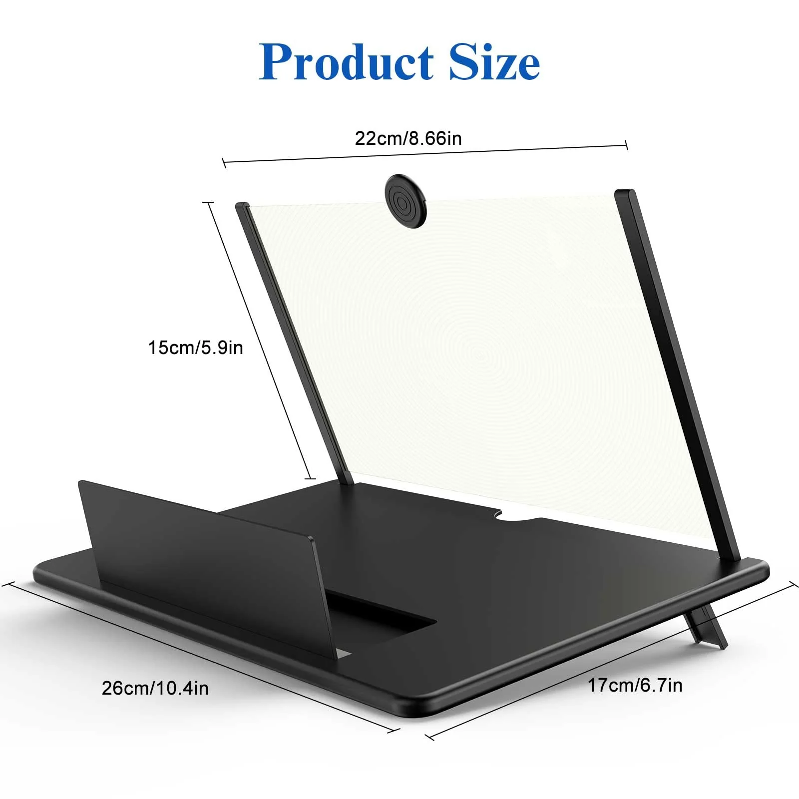 12" Screen Magnifier for Cell Phone,3D HD Magnifying Projector Screen Enlarger for Movies, Videos and Gaming, Foldable Phone Stand Holder with Screen Amplifier, for All Smartphones (Black 12") Black-12" - Image 5