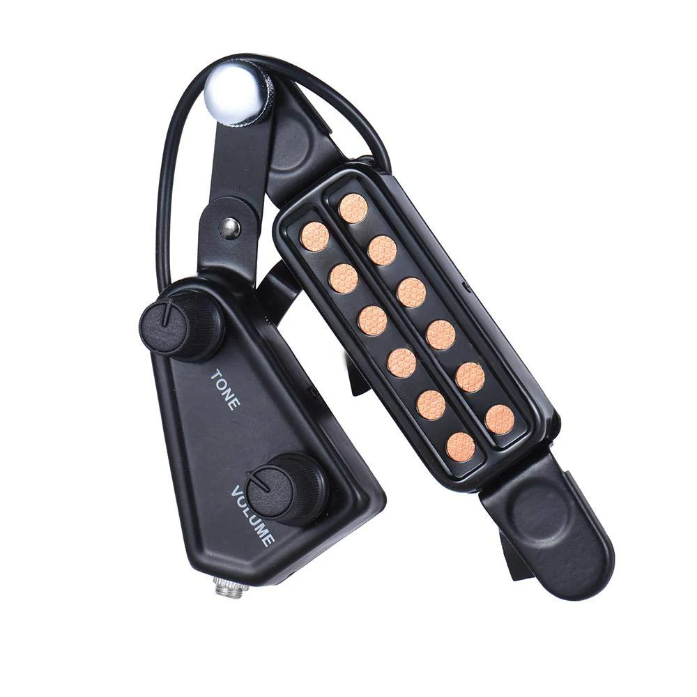 12 SoundHole Guitar Pickup Acoustic Electric Transducer for Acoustic Guitar Magnetic Preamplifier with Tone and Volume Control, Cable Length 10 ft - Image 3