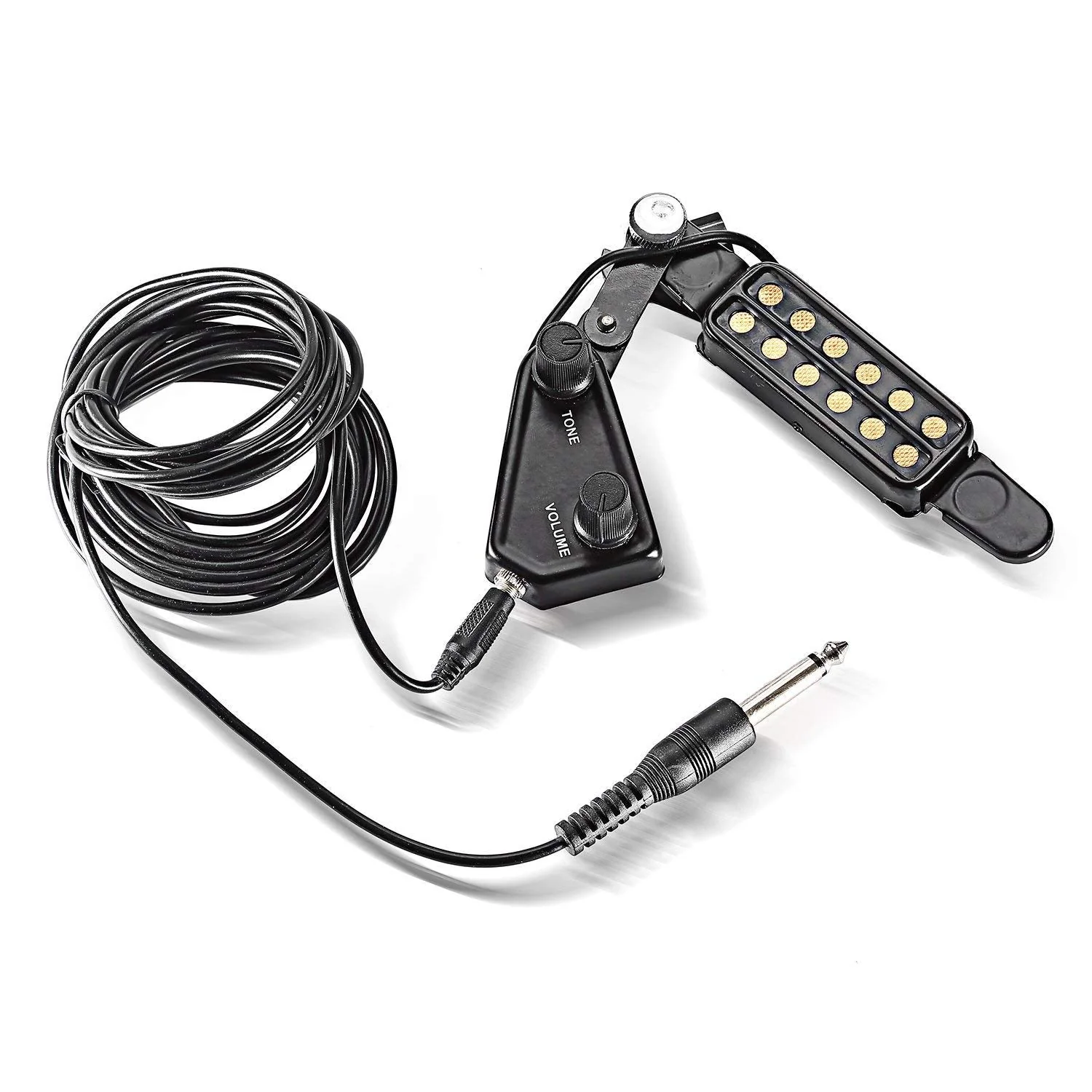 12 SoundHole Guitar Pickup Acoustic Electric Transducer for Acoustic Guitar Magnetic Preamplifier with Tone and Volume Control, Cable Length 10 ft - Image 4