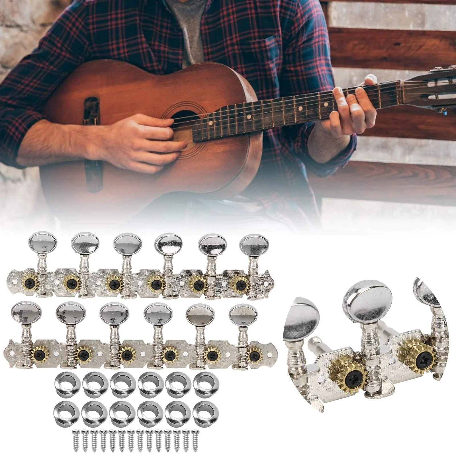 12 String Guitar Tuning Pegs Zinc Alloy Machine Heads for Acoustic Guitar 6L6R Replacement Tuners Folk Classical Instrument Set - Image 7