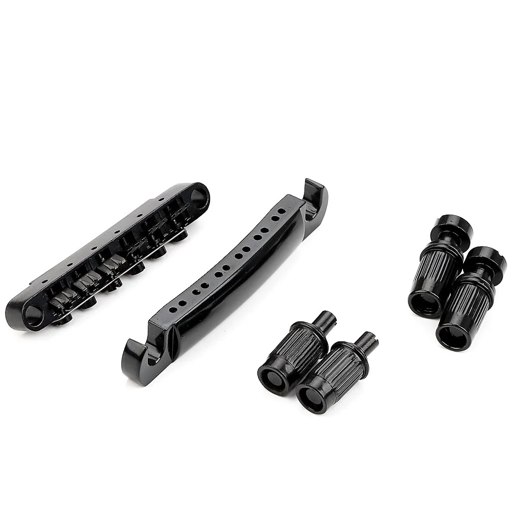 12 String Saddle Tune-O-Matic Bridge & Tailpiece Set For Lp Electric Guitar Parts Black - Image 4