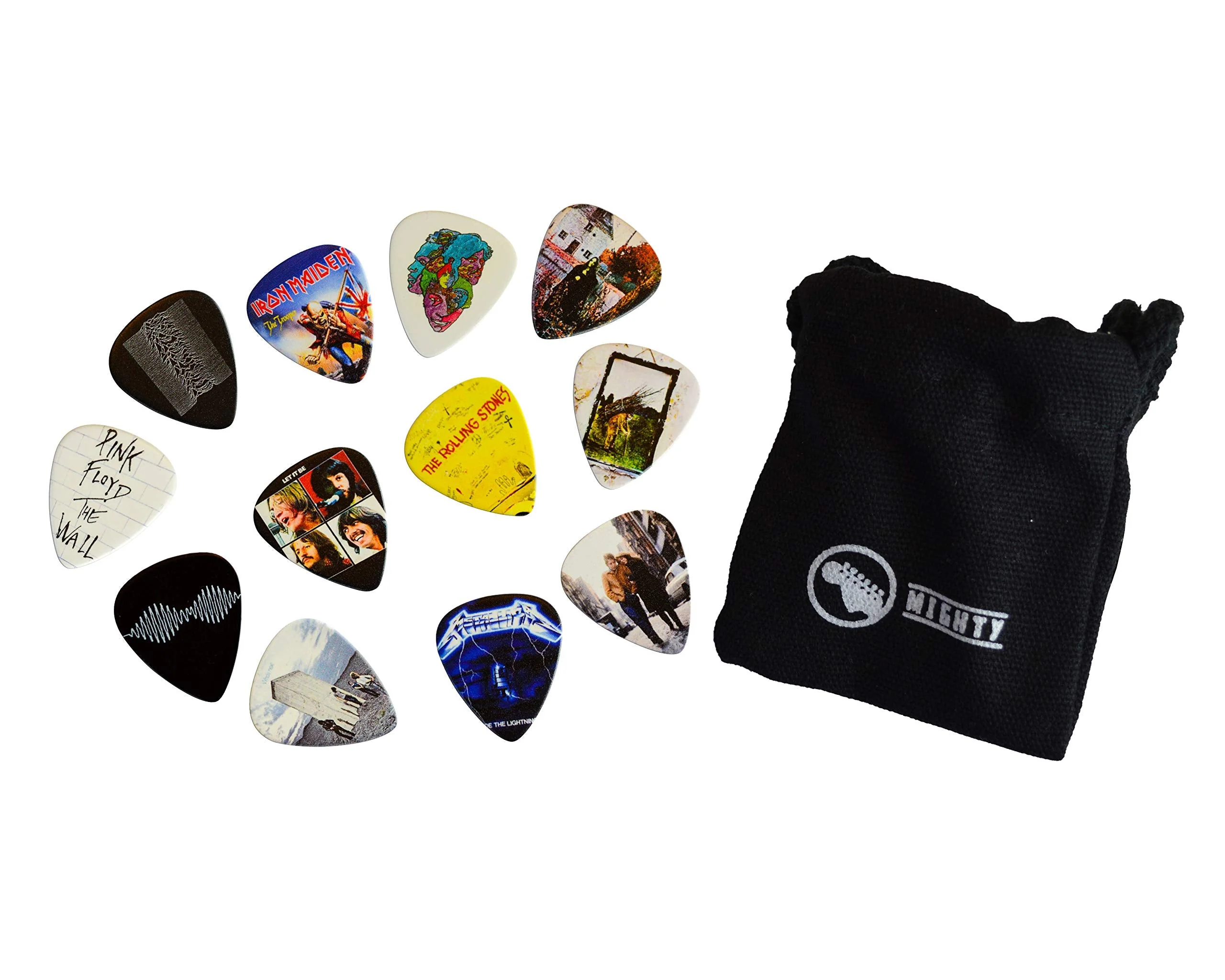 12 x Classic Albums Guitar Picks Set Guitar Plectrums For Every Guitarist Both Sided Print Pick In Pick Tin Sized 0.46, 0.71, 0.81, 0.88, 0.96, 1.2 mm Electric Guitar, Acoustic Guitar And Bass (Set 2) - Image 2