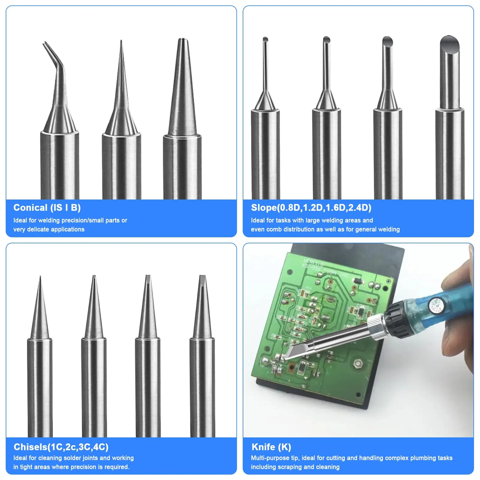 12 x Soldering Tip 900 m Set, Compatible with Hakko/Yihua/Atten Soldering Stations, High-Quality Replacement Tips for Soldering Irons and Welding Machine Accessories - Image 3