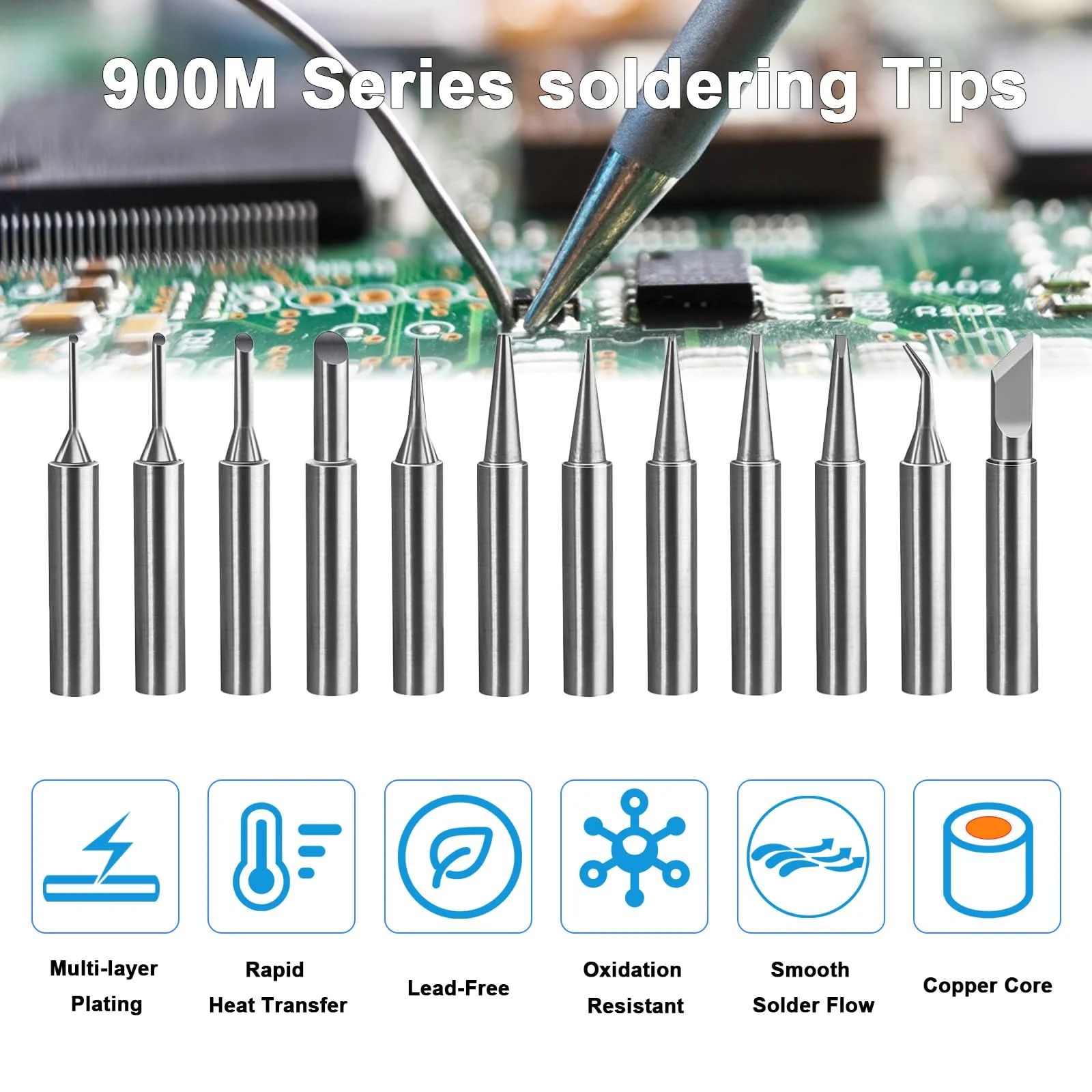 12 x Soldering Tip 900 m Set, Compatible with Hakko/Yihua/Atten Soldering Stations, High-Quality Replacement Tips for Soldering Irons and Welding Machine Accessories - Image 4
